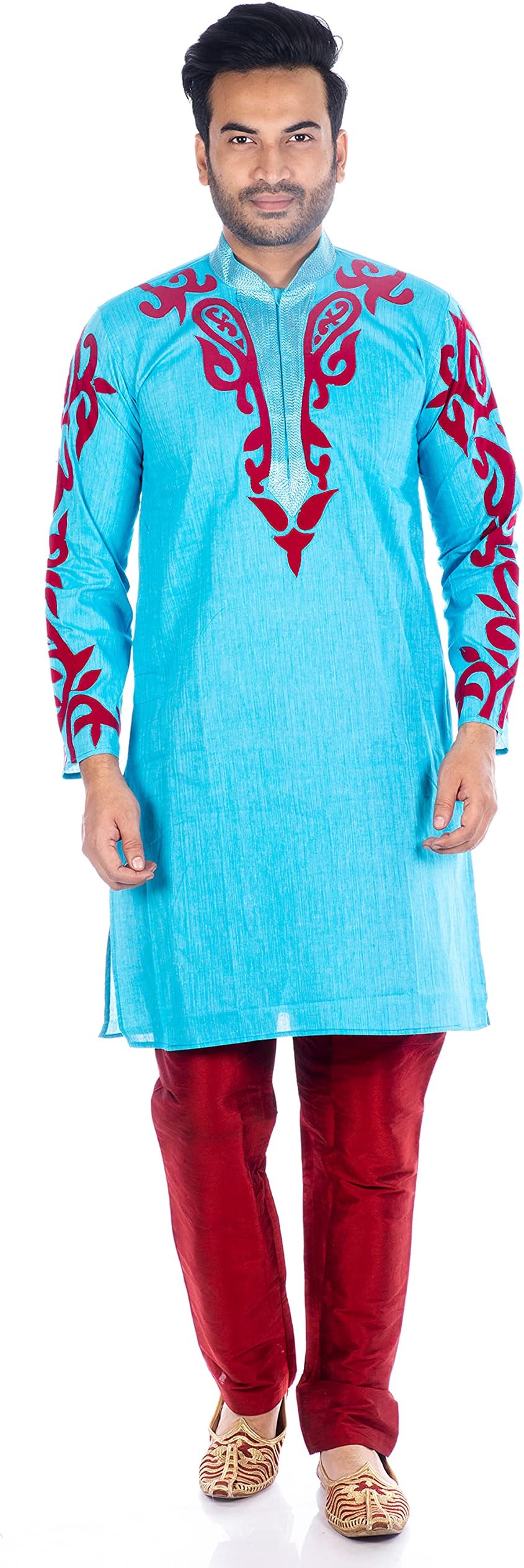 The Panjabi Gharana Traditional Mens Ethnic Blue Vitrol 100% Cotton Kurta 20201115118