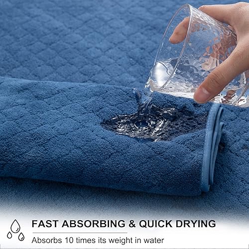 Miniatura 4 de Juego de 8 toallas de baño azul marino, 2 toallas grandes de baño extragrandes, 2 toallas de mano y 4 toallitas - Juego de toallas de lujo suaves de