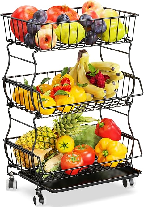 Amazon 3段フルーツバスケット キッチン用 Packism 積み重ね可能な野菜オーガナイザーカート フルーツ野菜ストレージバスケット 車輪付き 玉ねぎ ポテト キッチン フルーツ 野菜ストレージカート ブラック フルーツバスケット オンライン通販 Amazon 3段フルーツバスケット キッチン用 Packism 積み重ね可能な野菜オーガナイザーカート フルーツ野菜ストレージバスケット 車輪付き 玉ねぎ ポテト キッチン フルーツ 野菜ストレージカート ブラック フルーツバスケット オンライン通販