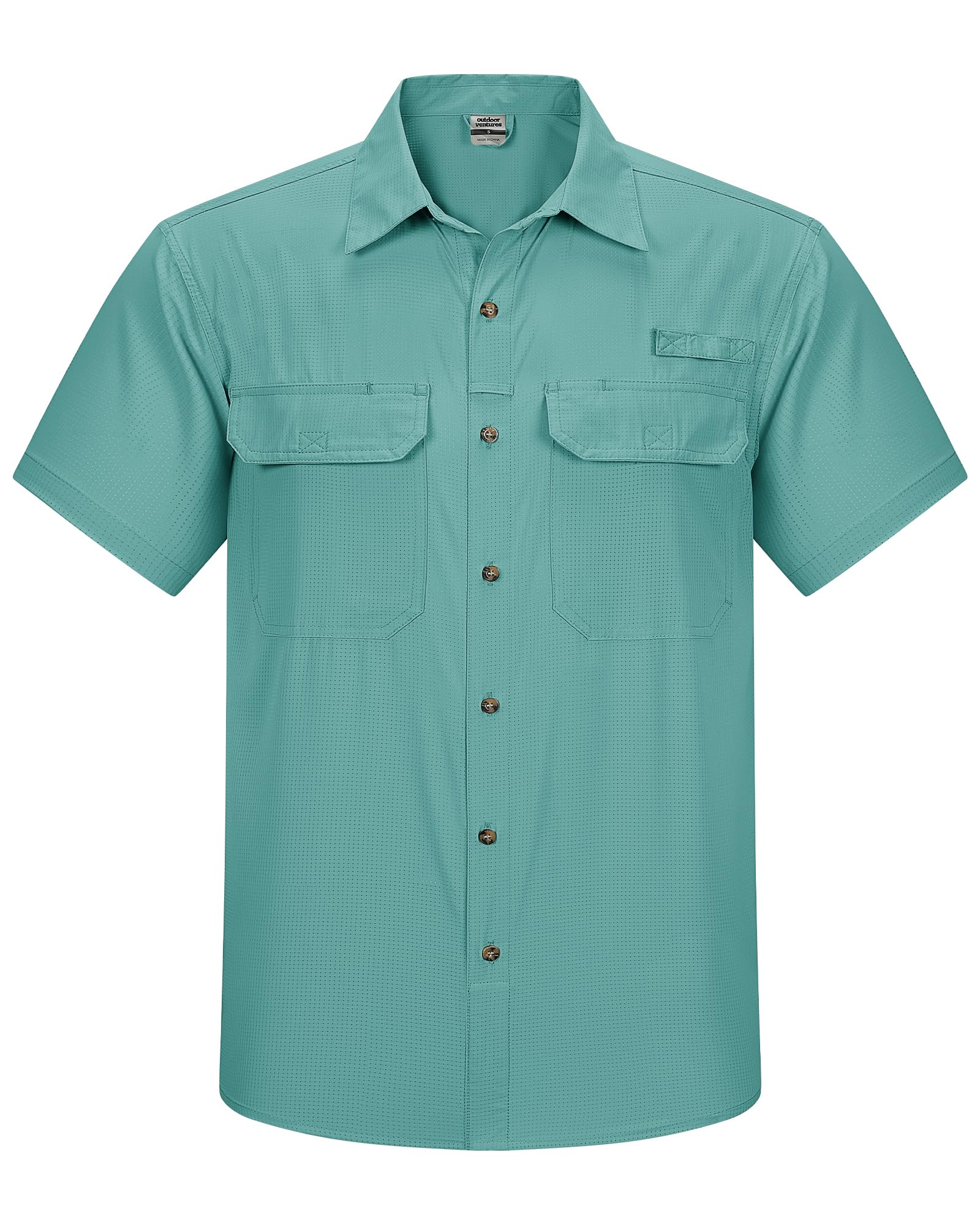 Outdoor Ventures Men's Quick Dry Casual Shirts UPF 50 Button Down Hiking Shirts Lightweight Short Sleeve Cooling Shirt for Safari Fishing Golf Travel