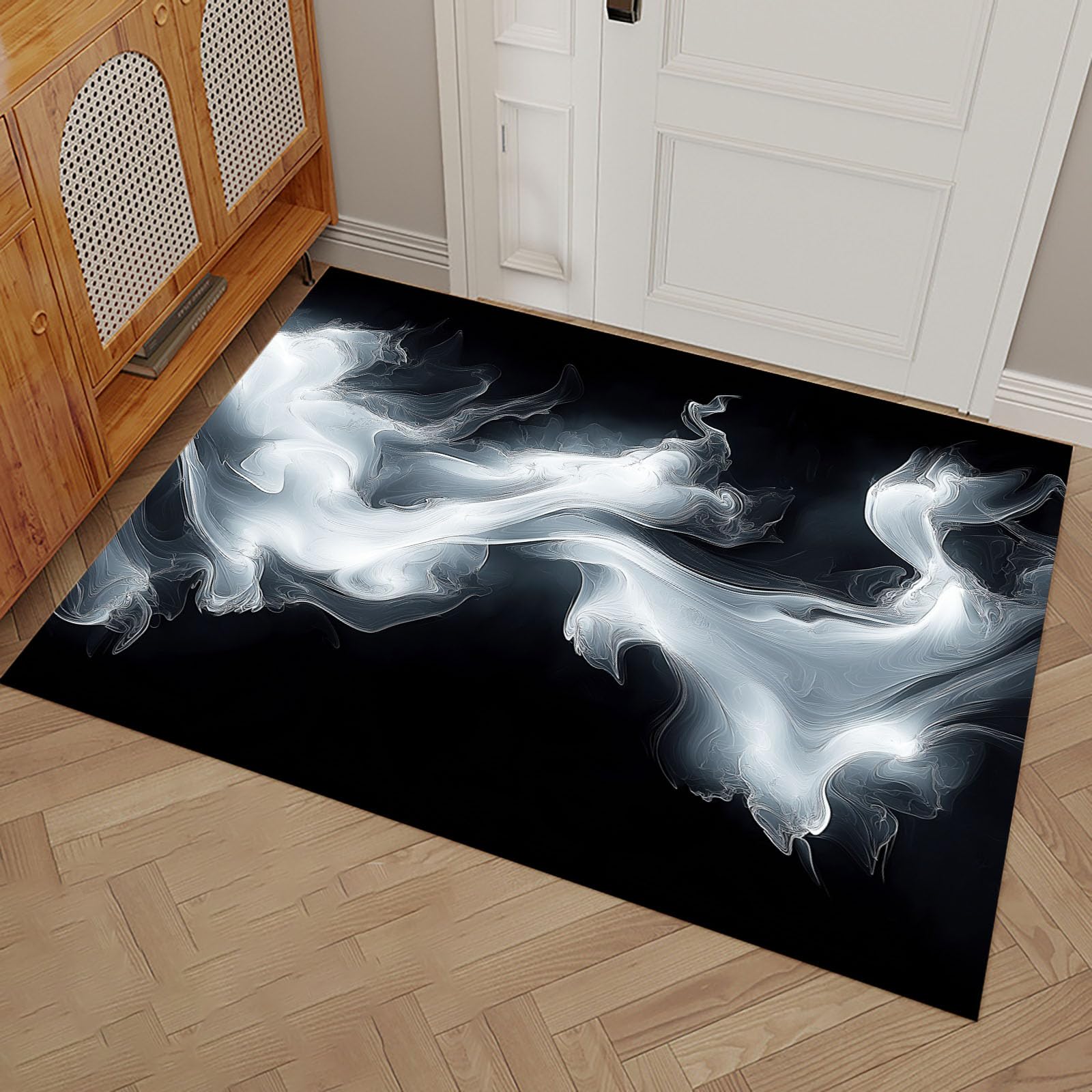 Paillasson d'entrée pour porte et couloir design fumée noire tapis de cuisine 50x80