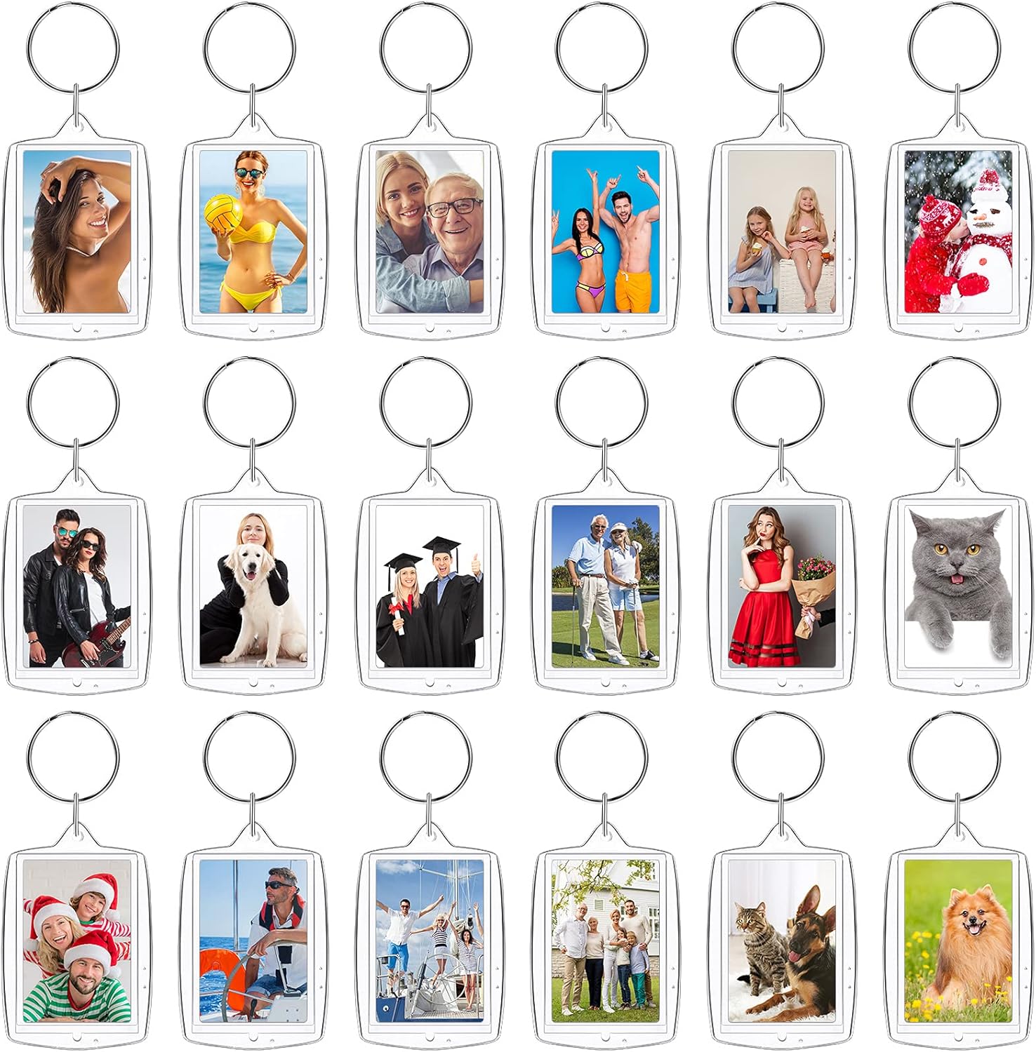 MTLEE 150 Pcs Photo Insert Keychain Clear Acrylic Picture Keychains Picture Frame Blank Photo Insert Keyring