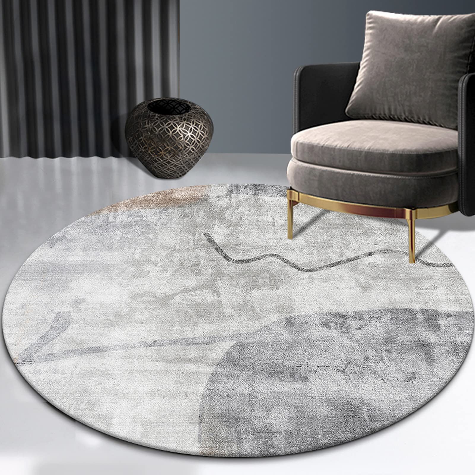 Tapis d'art abstrait décoratif gris de 200 cm aux finitions haut de gamme