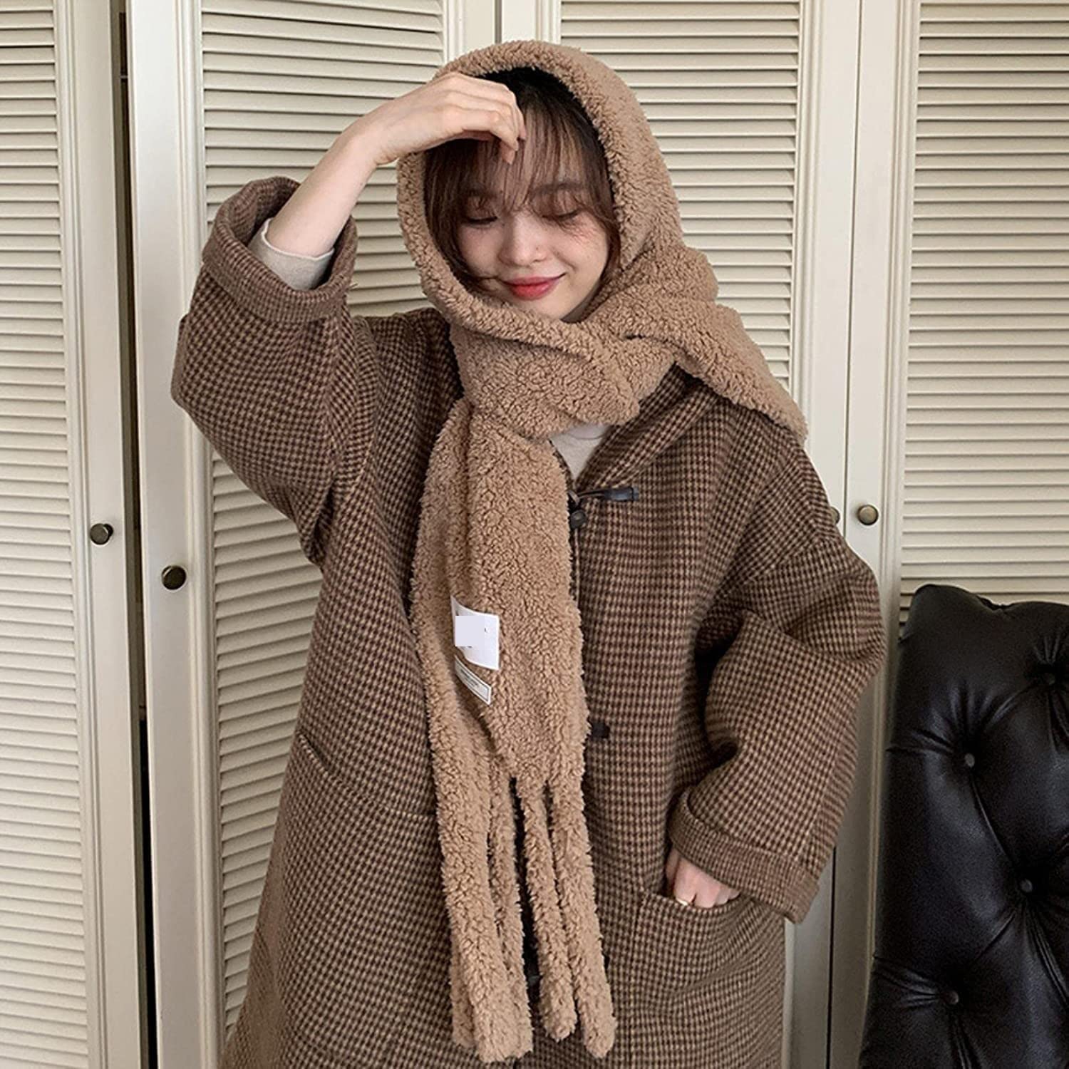 Sciarpa Scialle Sciarpa Invernale Da Donna All-Match Solid Student Nappa Peluche Ispessita Stola Elegante
