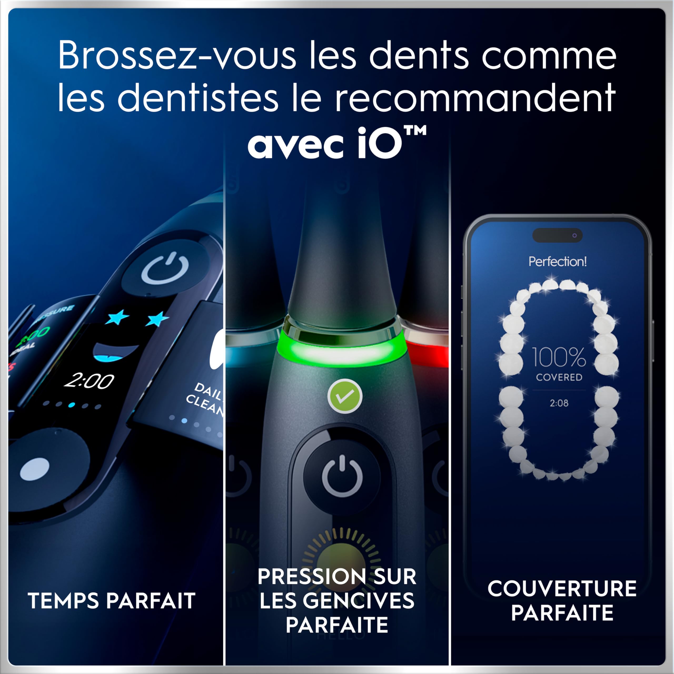Oral-B Brosse à Dents Electrique iO 6, 3 Brossettes de Rechange, Noire – 5 Modes de Brossage dont Blancheur et Soin des Gencives, Capteur de Pression, Batterie Rechargeable, Etui, en Carton
