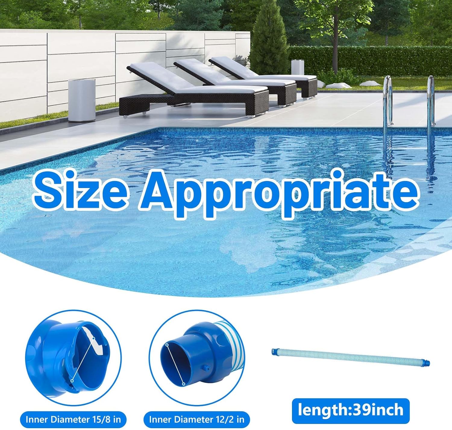 Pool Cleaner Hose Replacement, 39 Inch, 9 Pack, compatible with Zodiac MX6, MX8, MAXX, ATLAS and Polaris Suction-Side Pool Cleaners (A KIT)