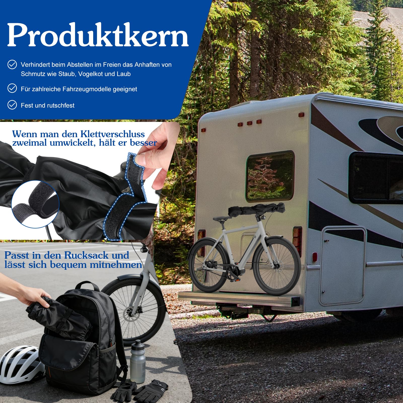 LATRAT Lenkerschutzhülle Ebike Transportschutz Fahrrad Zubehör, wasserfest feuchtigkeits-und staubgeschützt Fahrrad, mit Klebestreifen Fahrrad camping 