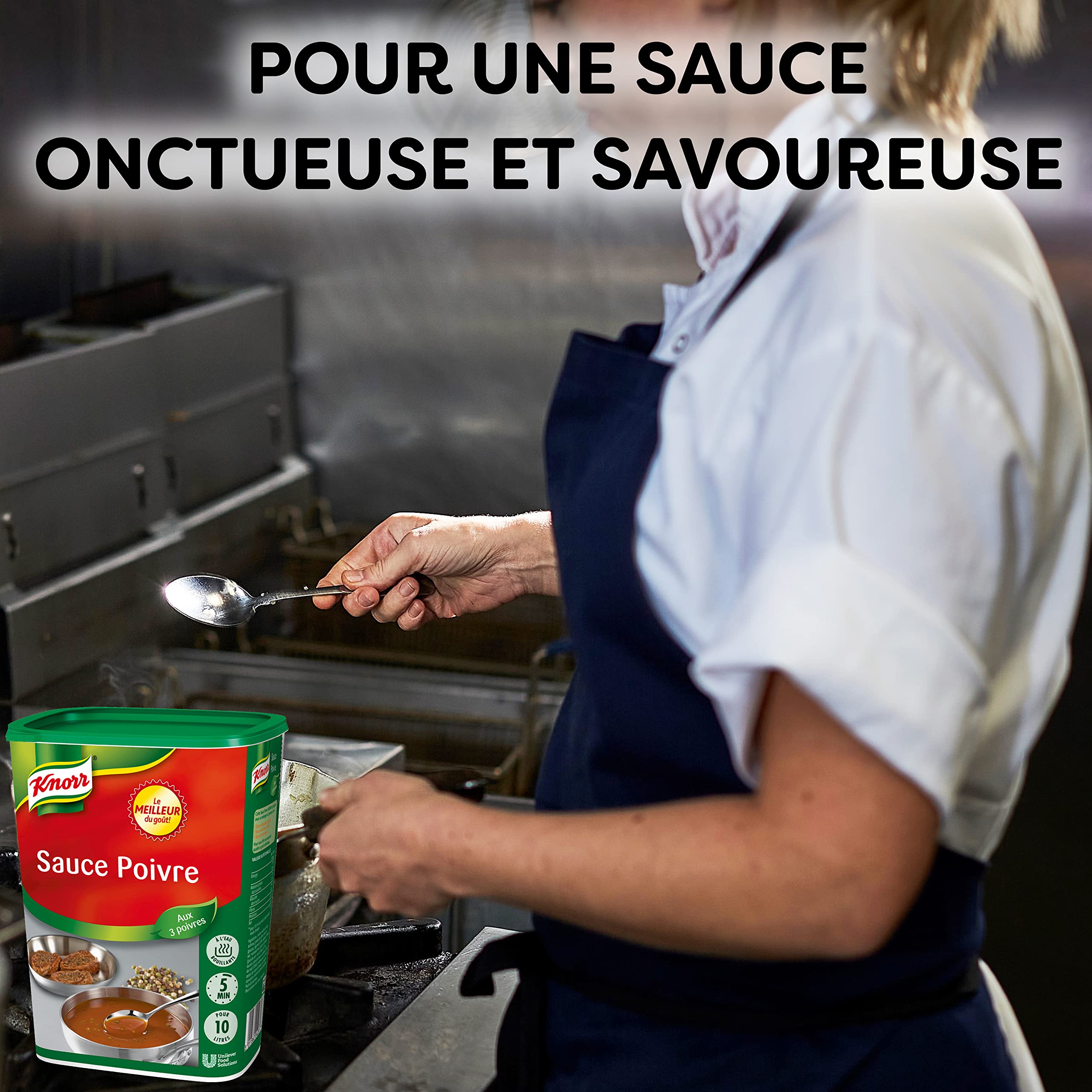 Knorr Professional Knorr Sauce Poivre déshydratée, fabriqué en France, 900g jusqu'à 10L (Lot de 2)