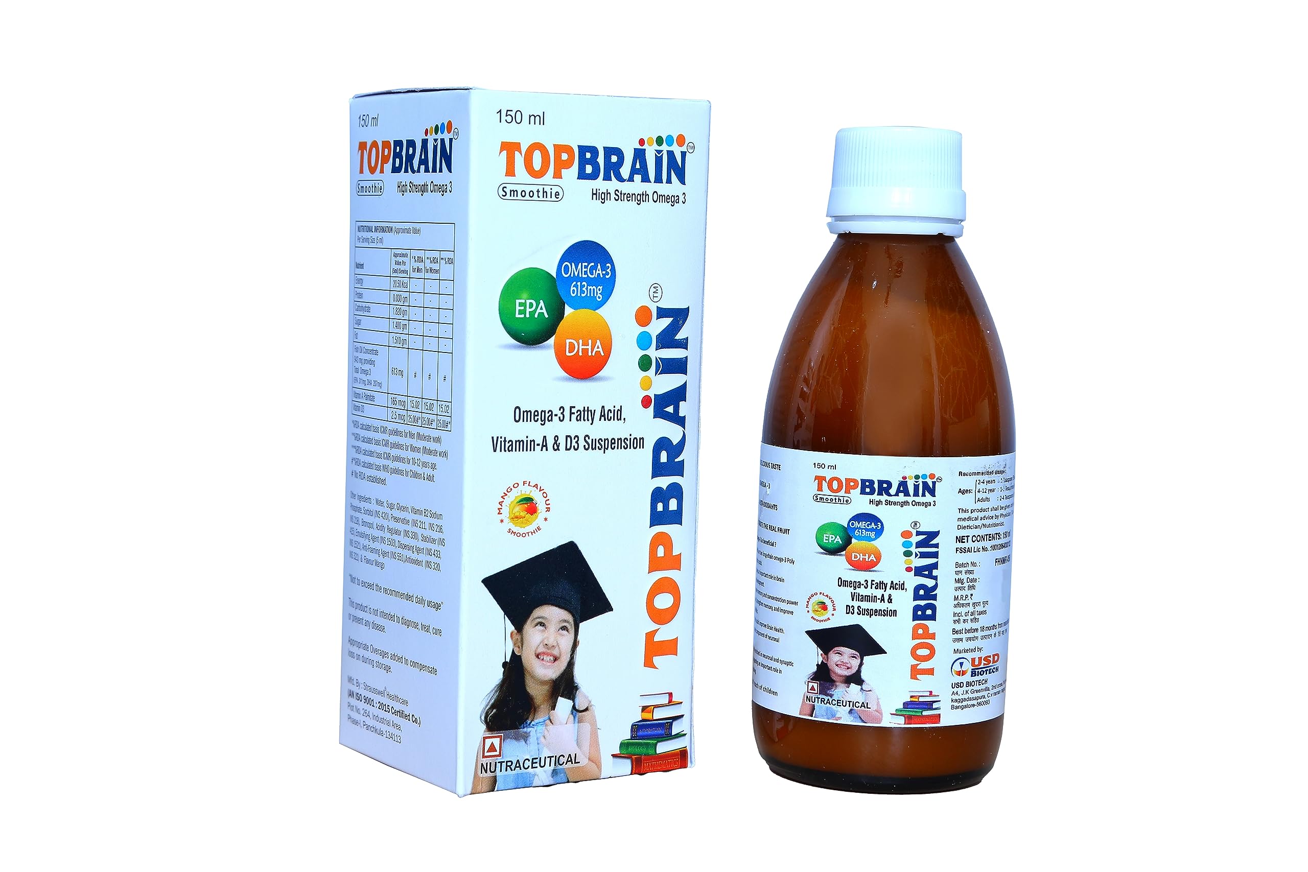 TOPBRAIN Syrup DHA and EPA Syrup |High purity fish oil omega 3 fatty acids.| for Focus,memory,Brain iq,Cognitive skills -150ml suspension. (B0CDPDRBG7) Amazon Price History, Amazon Price Tracker
