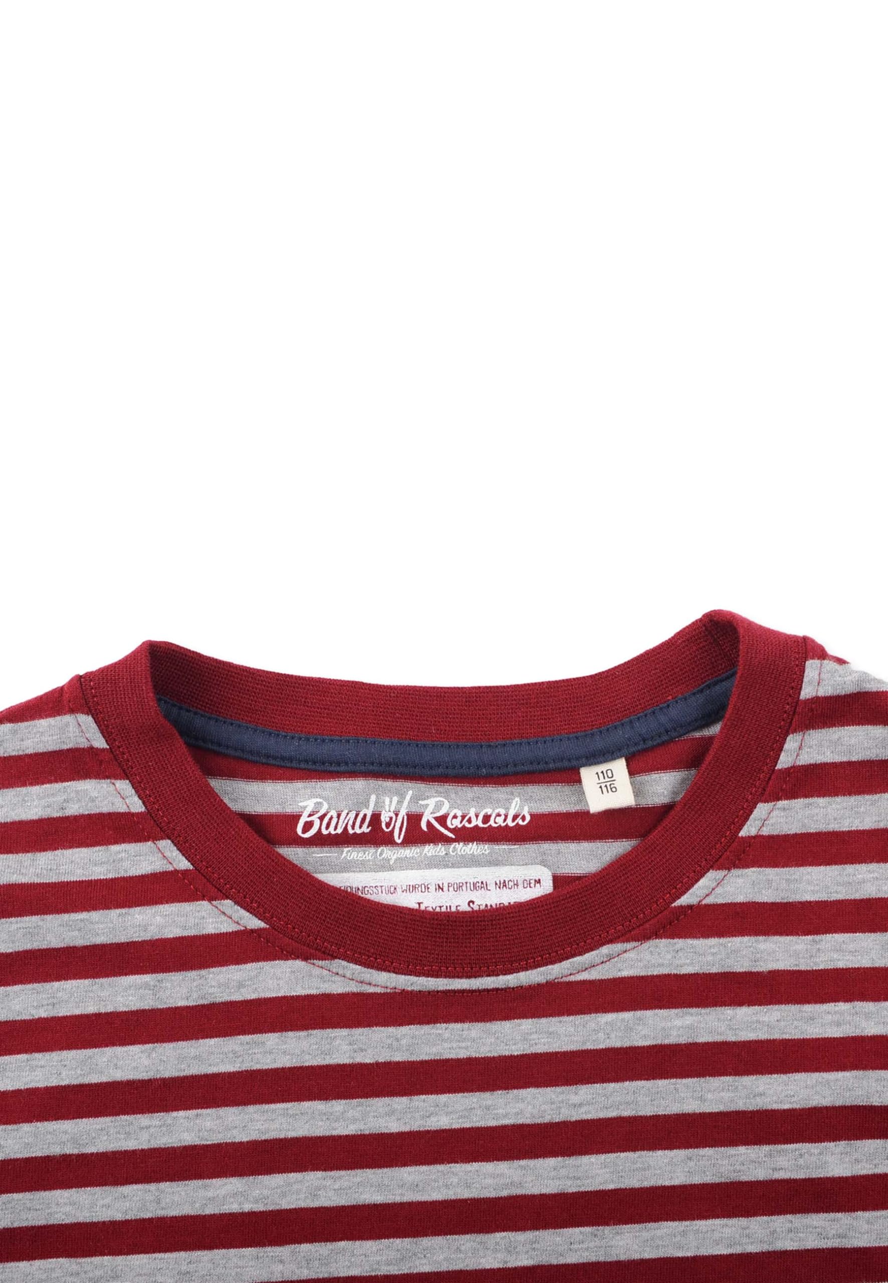 Band of Rascals Dziecięca Koszulka Długi Rękaw Stripe Organic Cotton, Brick-red, 122-128