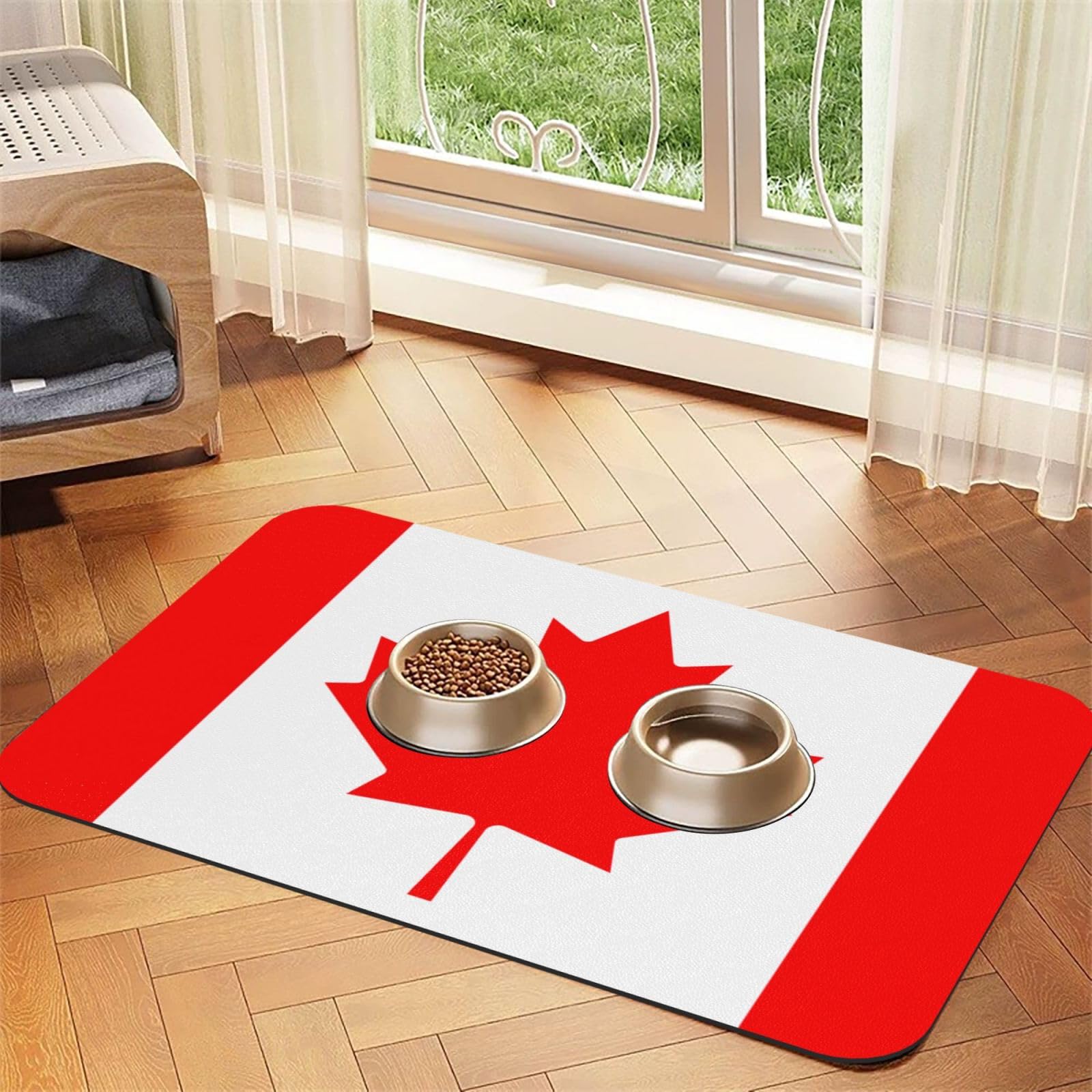Tapis d'alimentation en cuir PU imprimé pour chien et chat - Antidérapant