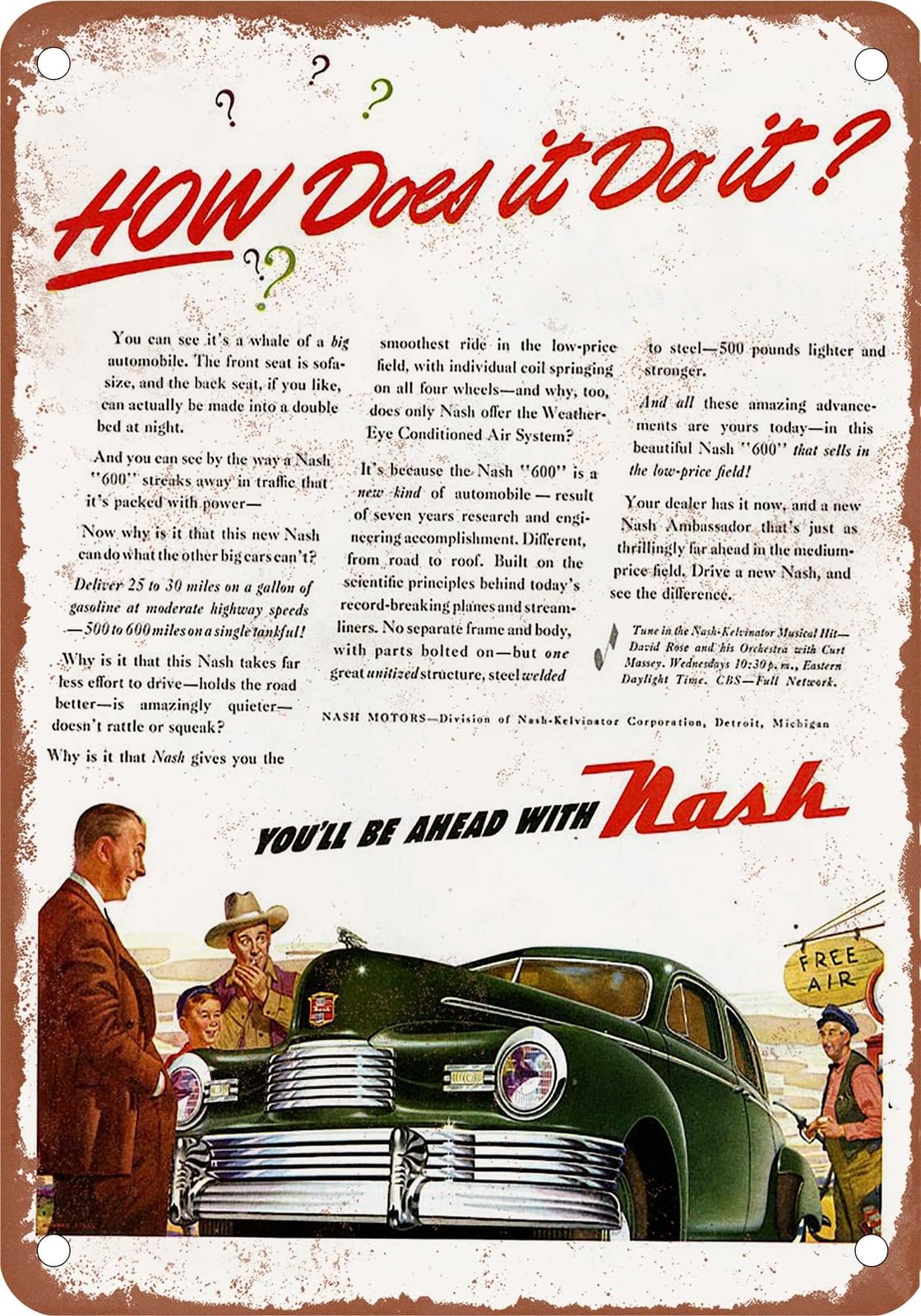 Miaomansenstore Metal Sign - 1946 Nash Vintage Ad 10 - Old Retro Rusty Look Home Decor