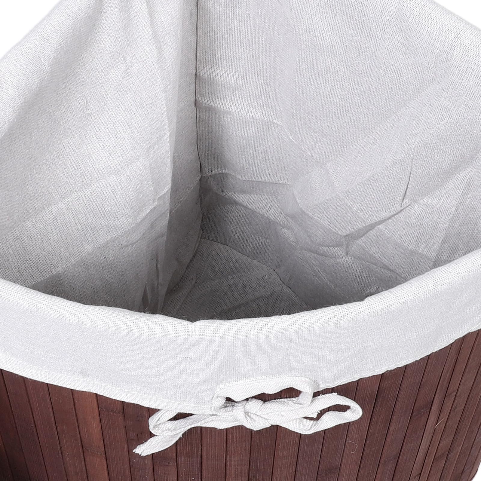 Holibanna Cesto Portabiancheria Angolare Triangolare Design Salvaspazio in Bambù con Rivestimento, Superficie Liscia Facile da Pulire per Bagno e Casa