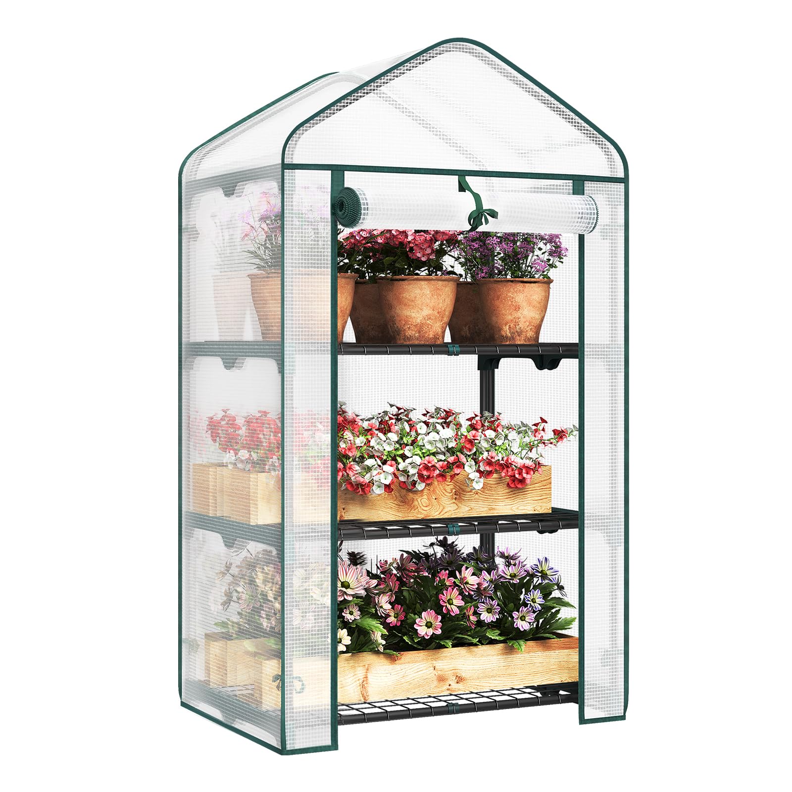 WOLTU Garden Greenhouse Plastic Tomato Greenhouse Vegetable Fruit Flower Plant Shed with Strong Reinforced Cover 69x49x125cm White