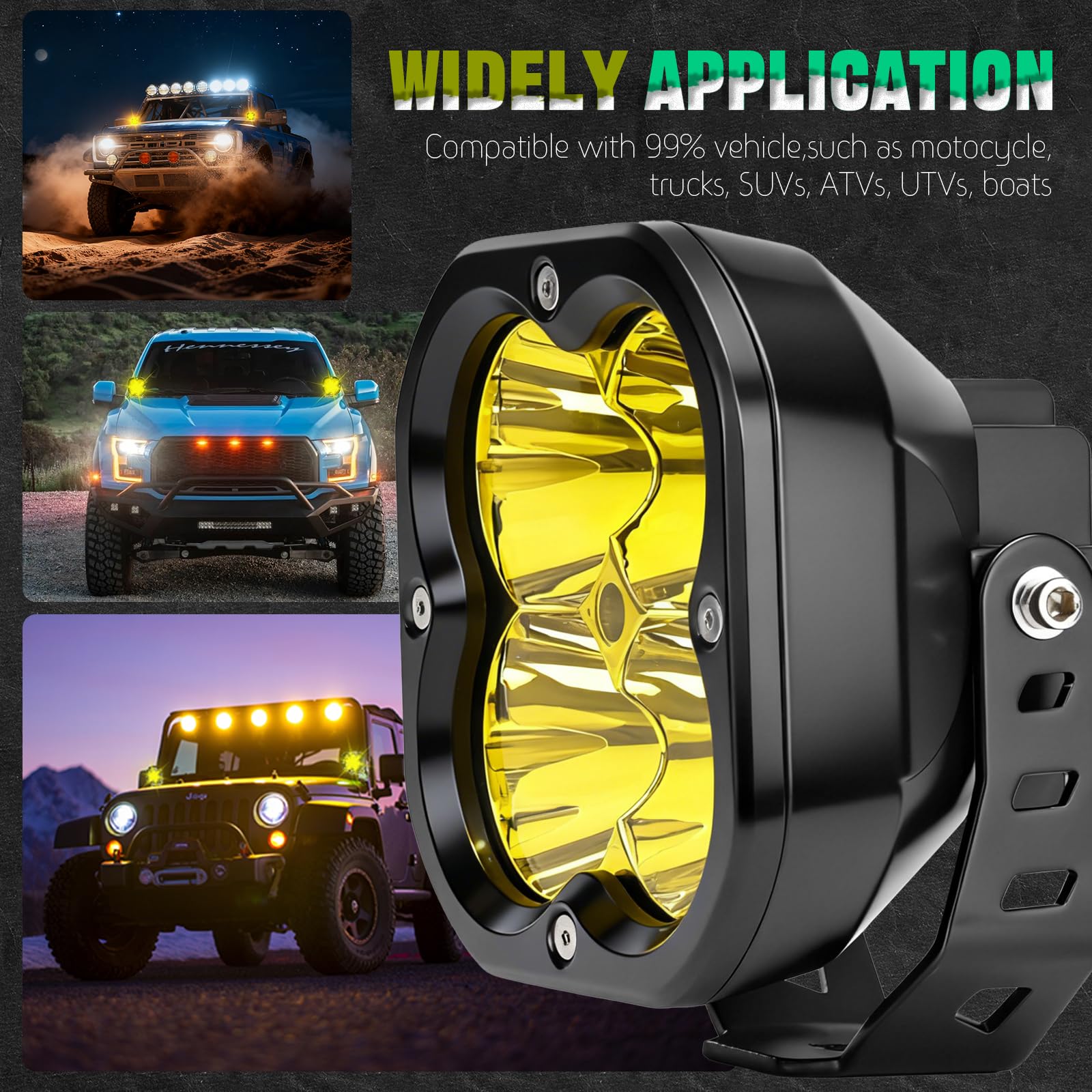 Chelhead Dodatkowe reflektory LED do jazdy w terenie 12,7 cm (5 cali) 10000 lm żółty/bursztynowy koncentrat wiązki, format sześcienny z wodoodpornym złączem DT, IP68, kompatybilne z SUV, ciężarówkami