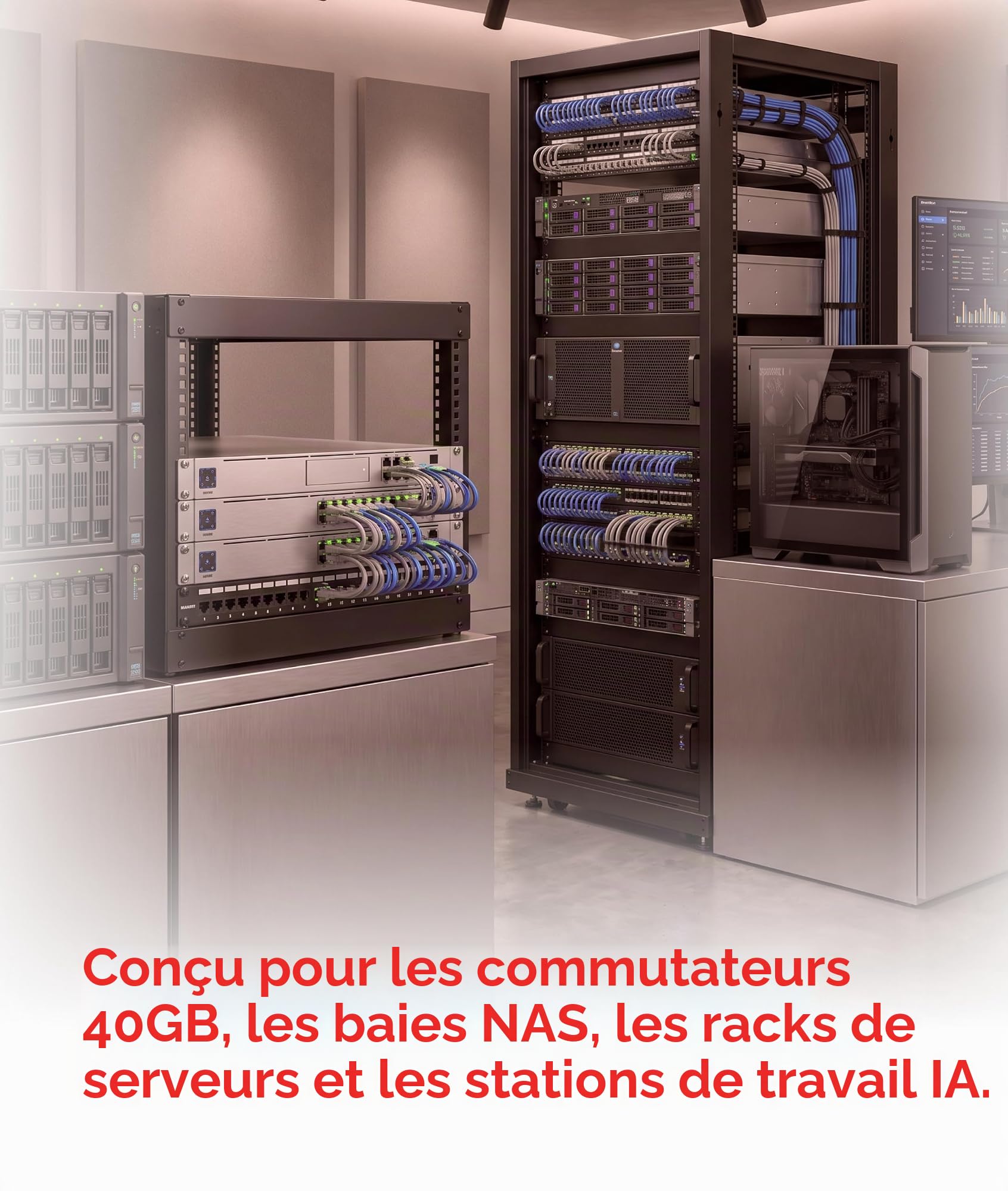 LINKUP - [GHMT & DSX8000 Certificado Cable de Conexión Ethernet Cat8 S/FTP 22AWG Cable Sólido Blindado Doble┃2000MHz 2GHz 40Gbps┃5ª Gen Ethernet LAN Red Cables de Estructura┃Negro┃2m (6.7 pies)
