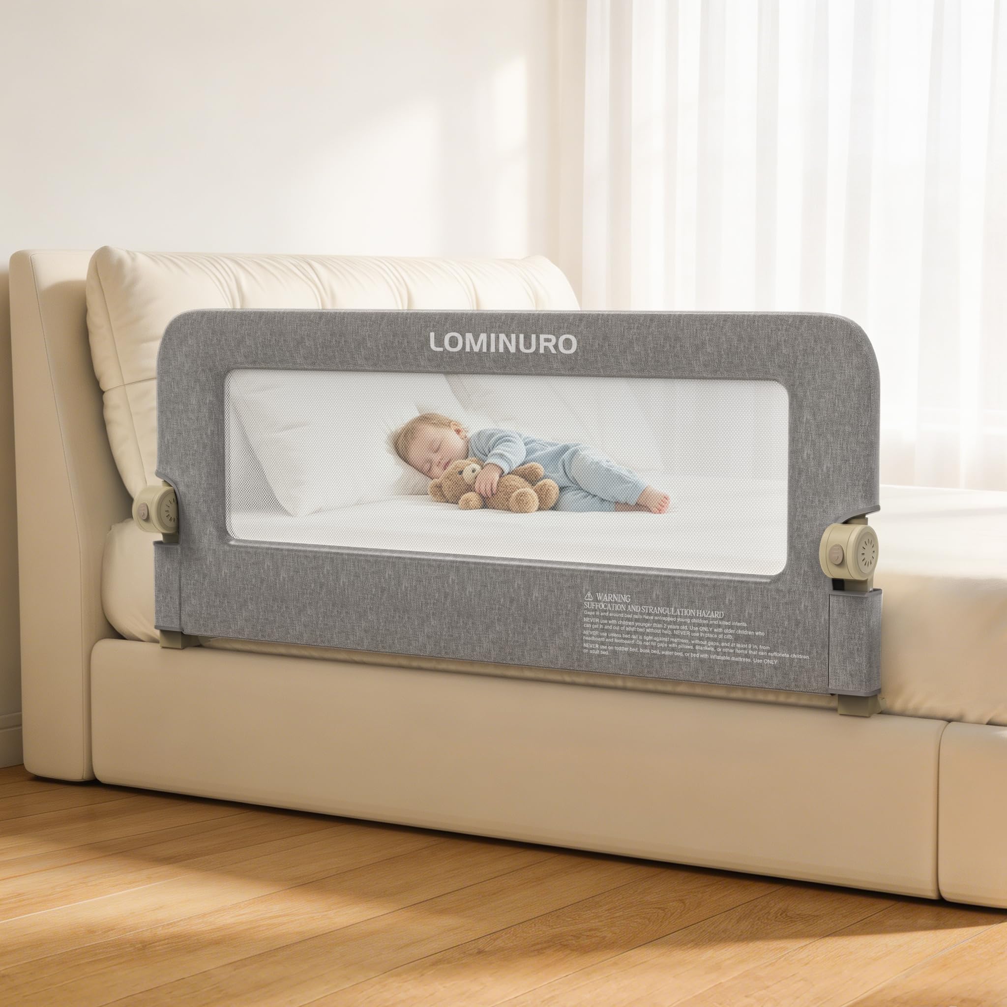 Bed Rail for Toddlers, 71in Foldable Toddler Bed Rails with Reinforced Carbon Steel Frame, Breathable Cationic Washable Fabric, Safety Bed Guard Rails for Bed, No-Tool Setup