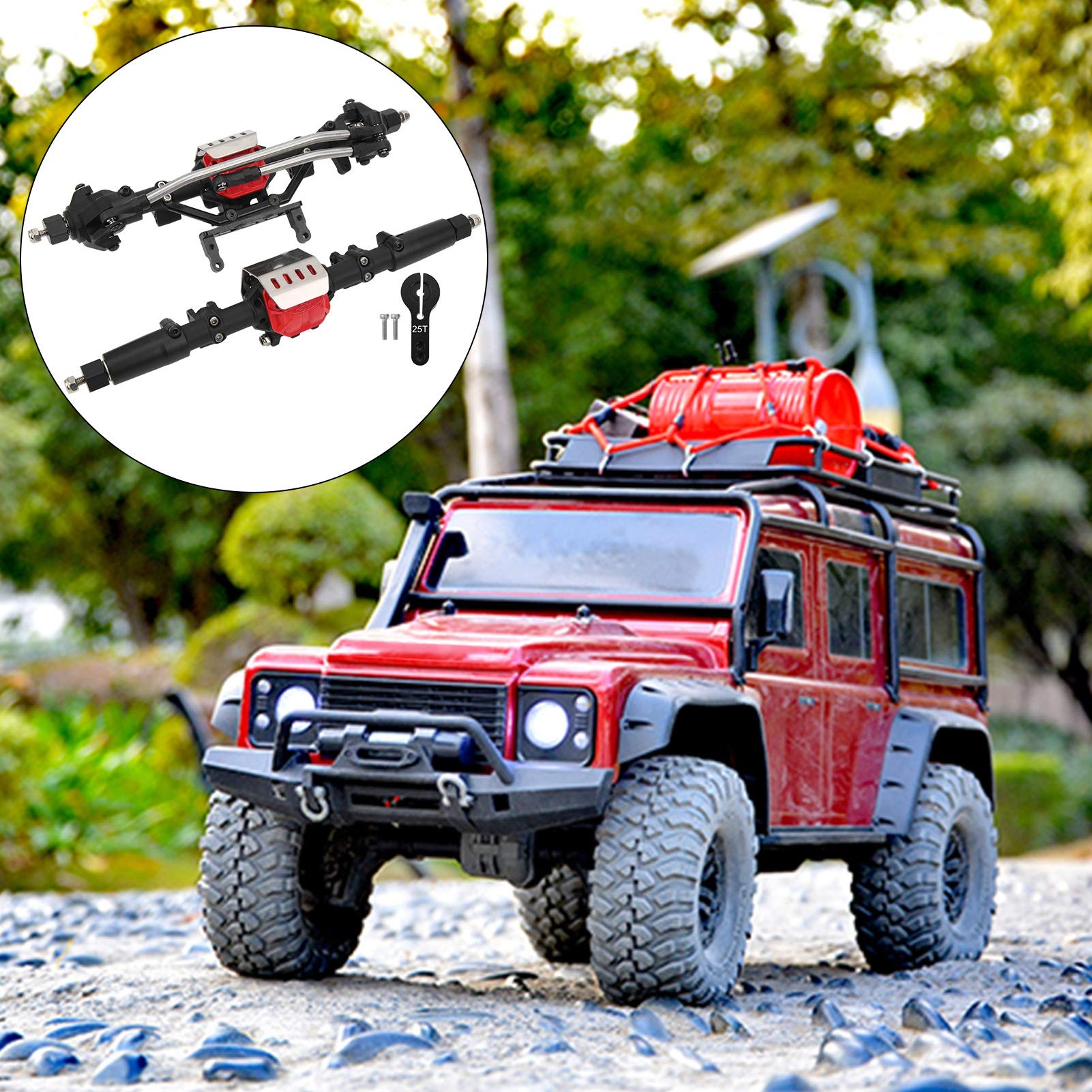 Parti di Aggiornamento Dell'asse Anteriore Posteriore in Metallo per Auto RC SCX10 II 90046, Ingranaggi in Acciaio Resistente, Migliorano le Prestazioni di Arrampicata Fuoristrada, Adatte per