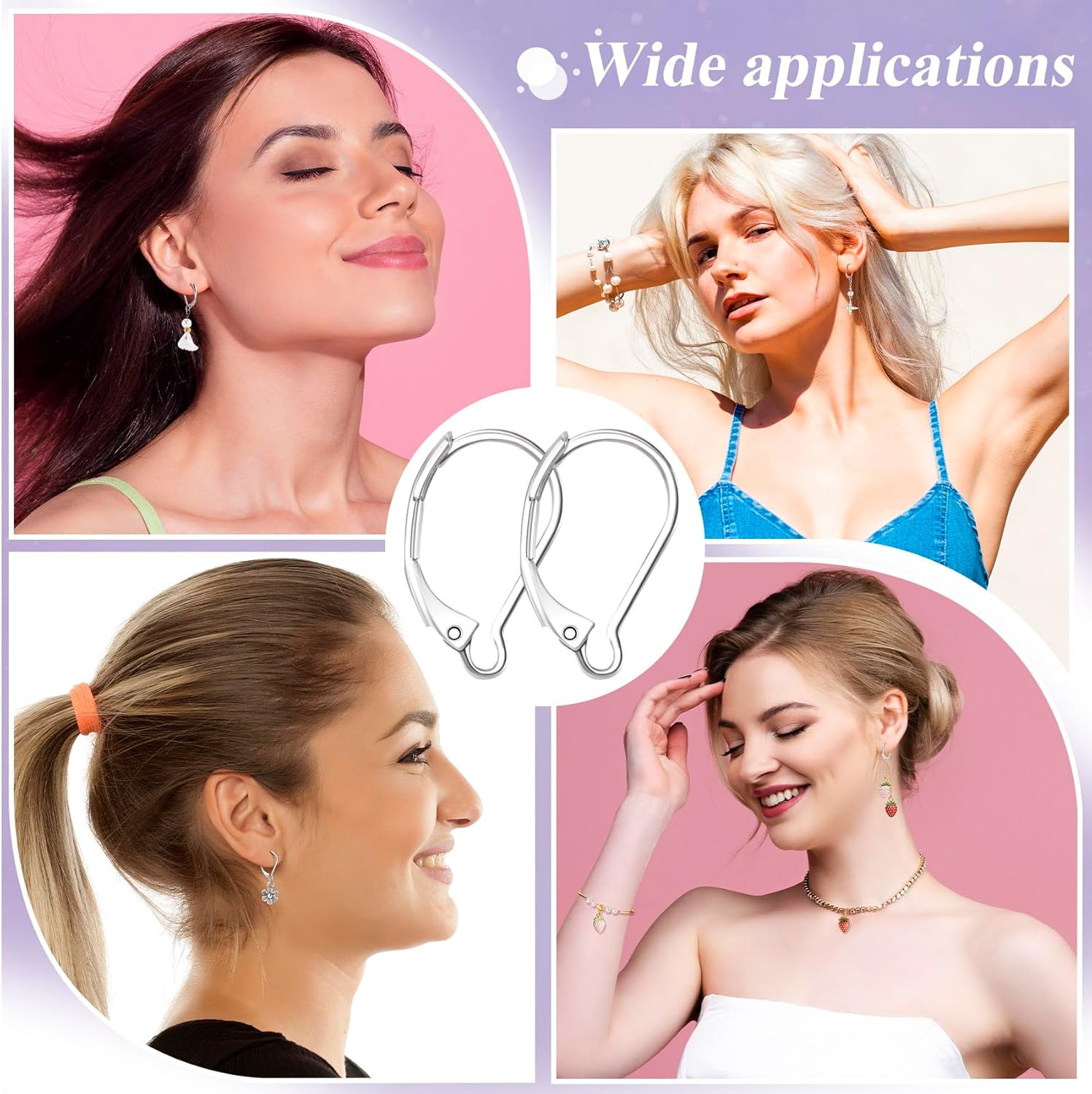 24 Pcs Leverback Earring Hooks, Stainless Steel Clasp Hoop, Hypoallergenic Dangles Earring Hooks, French Ear Wire Findings for Women, DIY Crafts, Jewelry Making (Silver) - Image 6