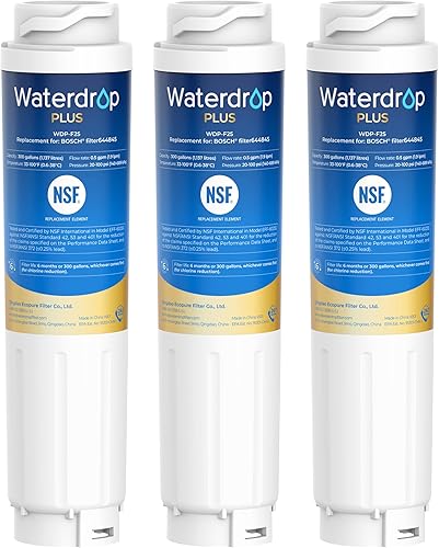 Waterdrop Plus 644845 Filtro de agua para refrigerador certificado NSF 401 y 53 y 42, repuesto para Bosch 11034152, 9000077104, UltraClarity