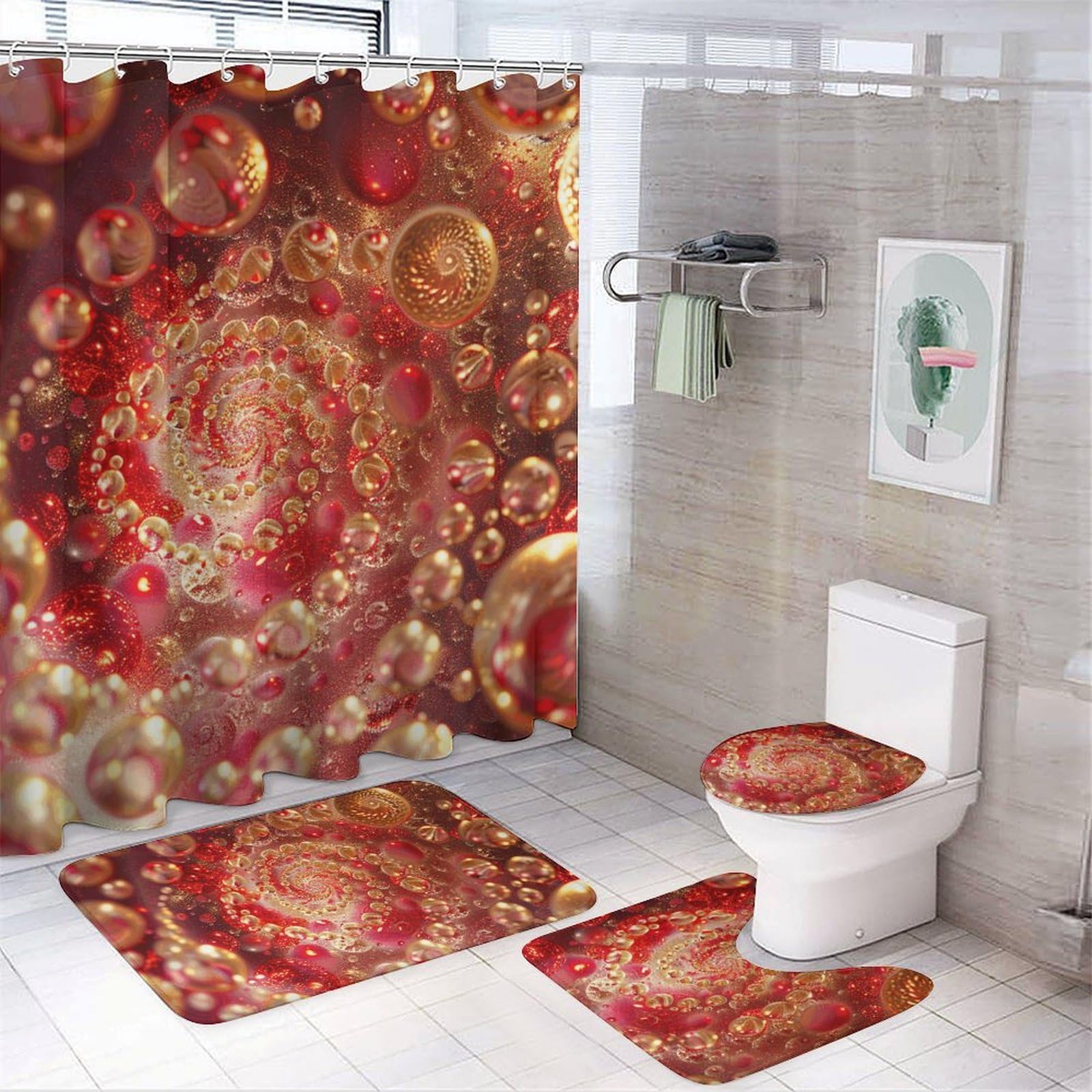 Rideaux de douche et tapis assortis pour transformer votre salle de bain