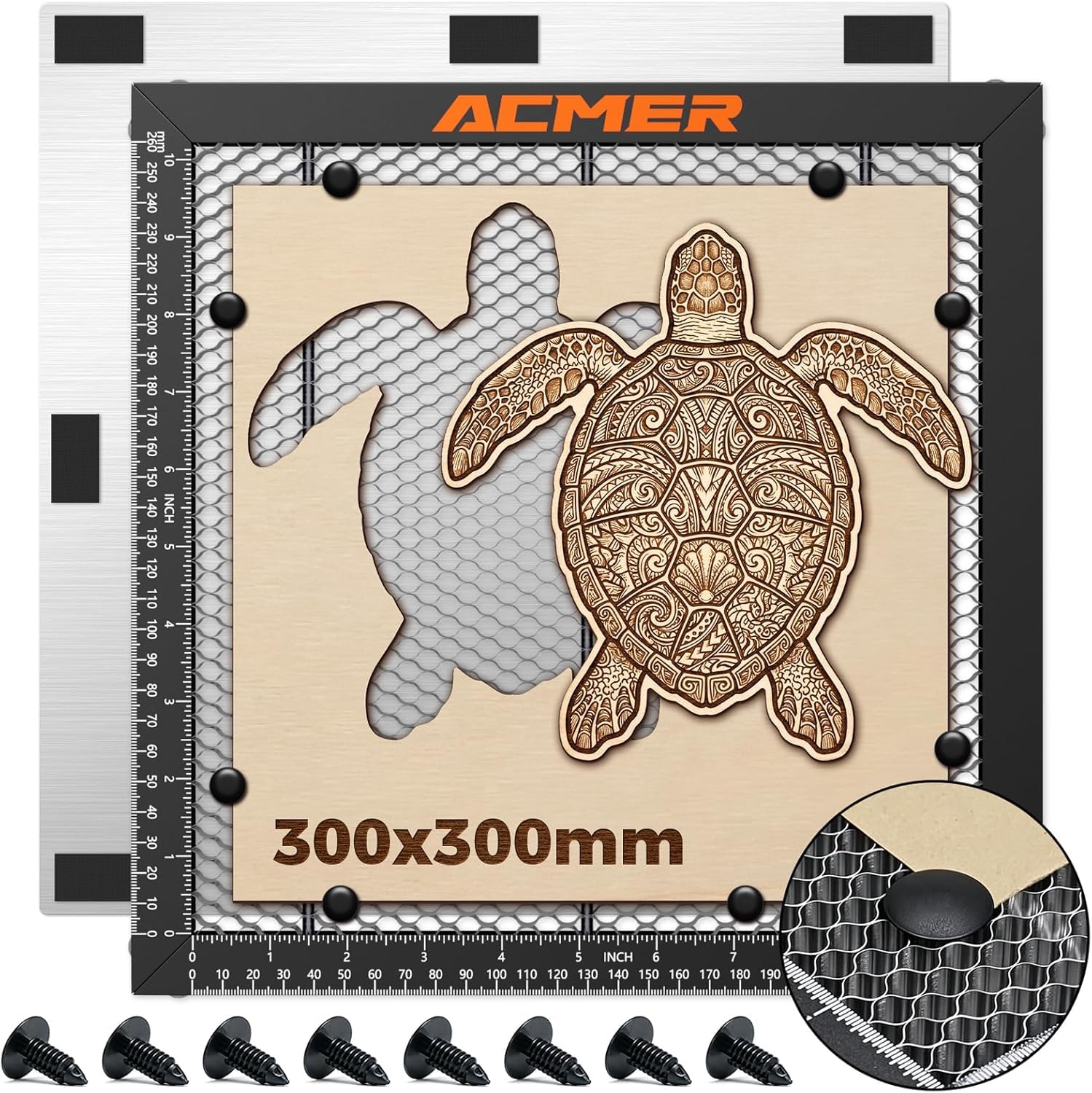ACMER Table de travail en nid d'abeille, 300 x 300 mm, avec plaque d'aluminium, panneau de travail en nid d'abeille pour une dissipation rapide de la chaleur, protection de table