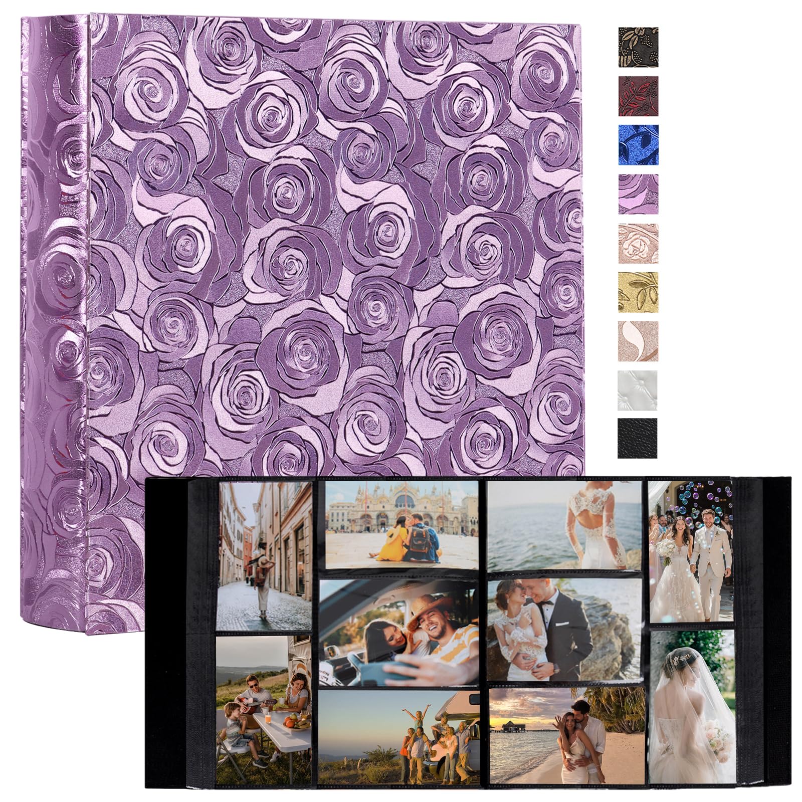 RECUTMS 1000 Photo Album 4x6 Pictures Leather Large Travel Albums Pink Rose