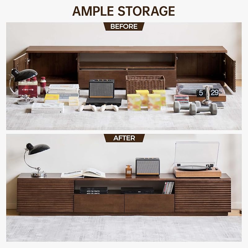 70" Solid Wood TV Stand, Low Profile for TVs Up to 75", Fully Assembled image 7