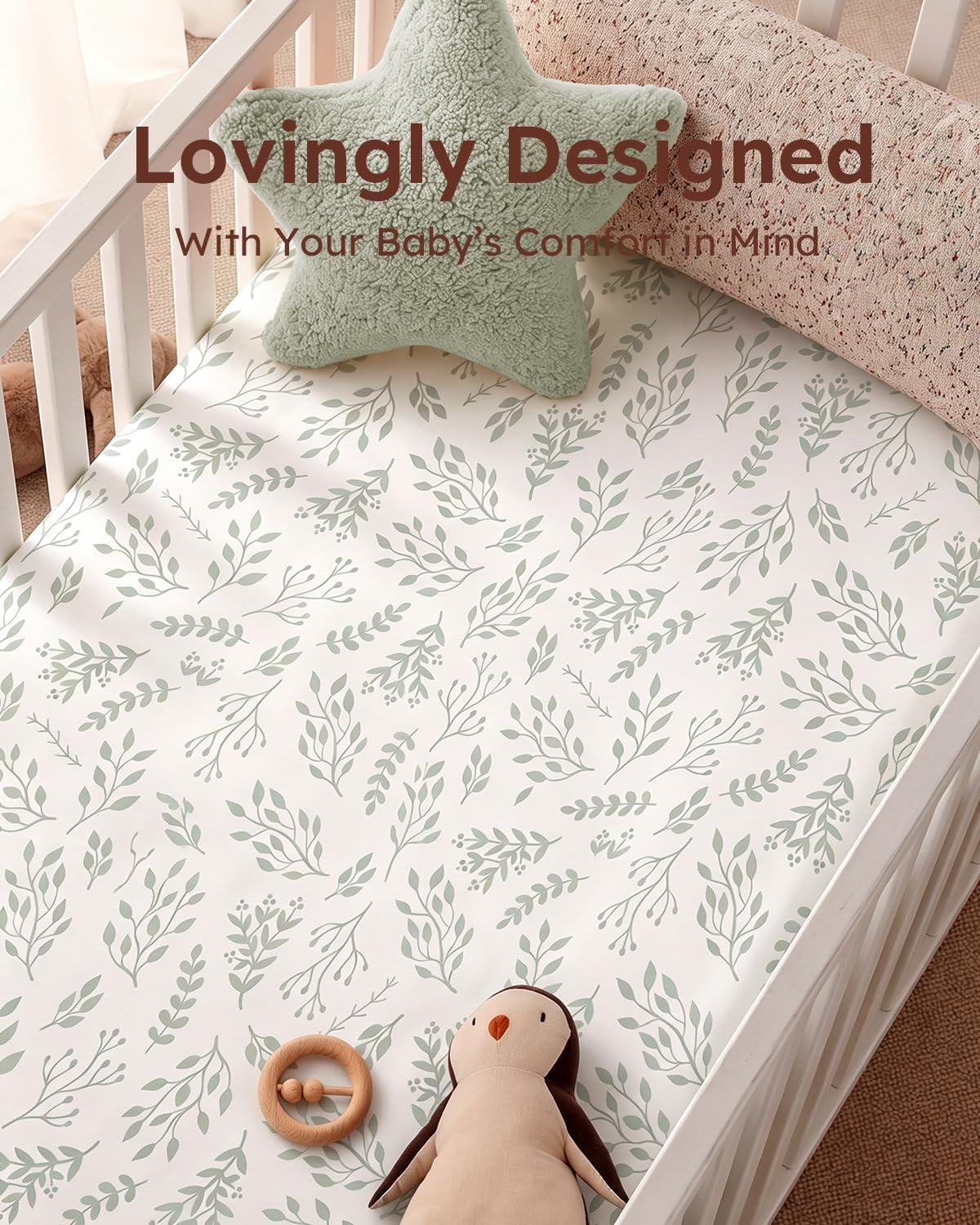 2-Pack Baby Crib Sheets 52x28 (Green+Leaf) M33530