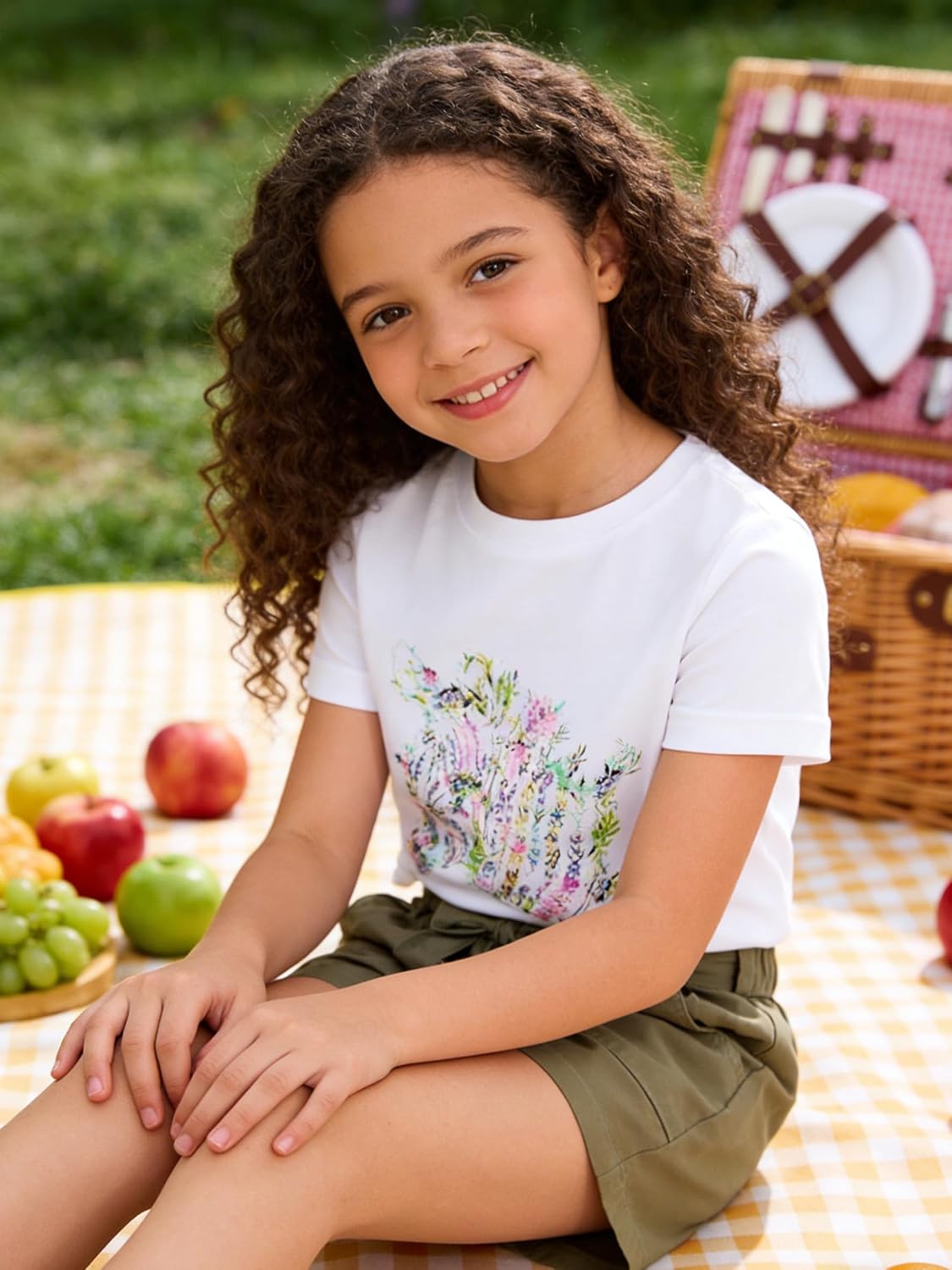 KIDLAGA Toddler Kid Girl Outfits Clothes Floral Short Sleeve T-Shirt Top + Waist Pocketed Summer Short Sets 4-7T Girl Clothes