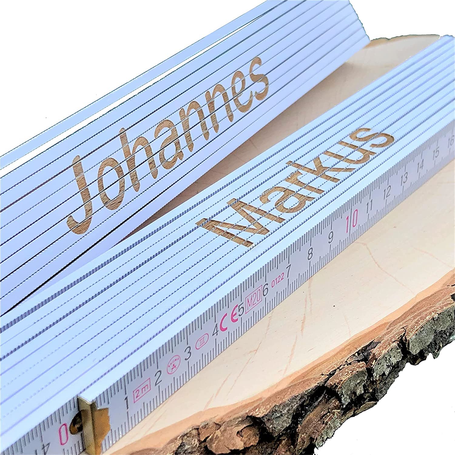 Geschenk Set personalisiert Hammer 300g + Zollstock + Wasserwaage + Bleistift | mit Name | Gravur Handwerker Bauherr Vatertag Papa Opa Mann Heimwerker Weihnachten Geschenkset Männer