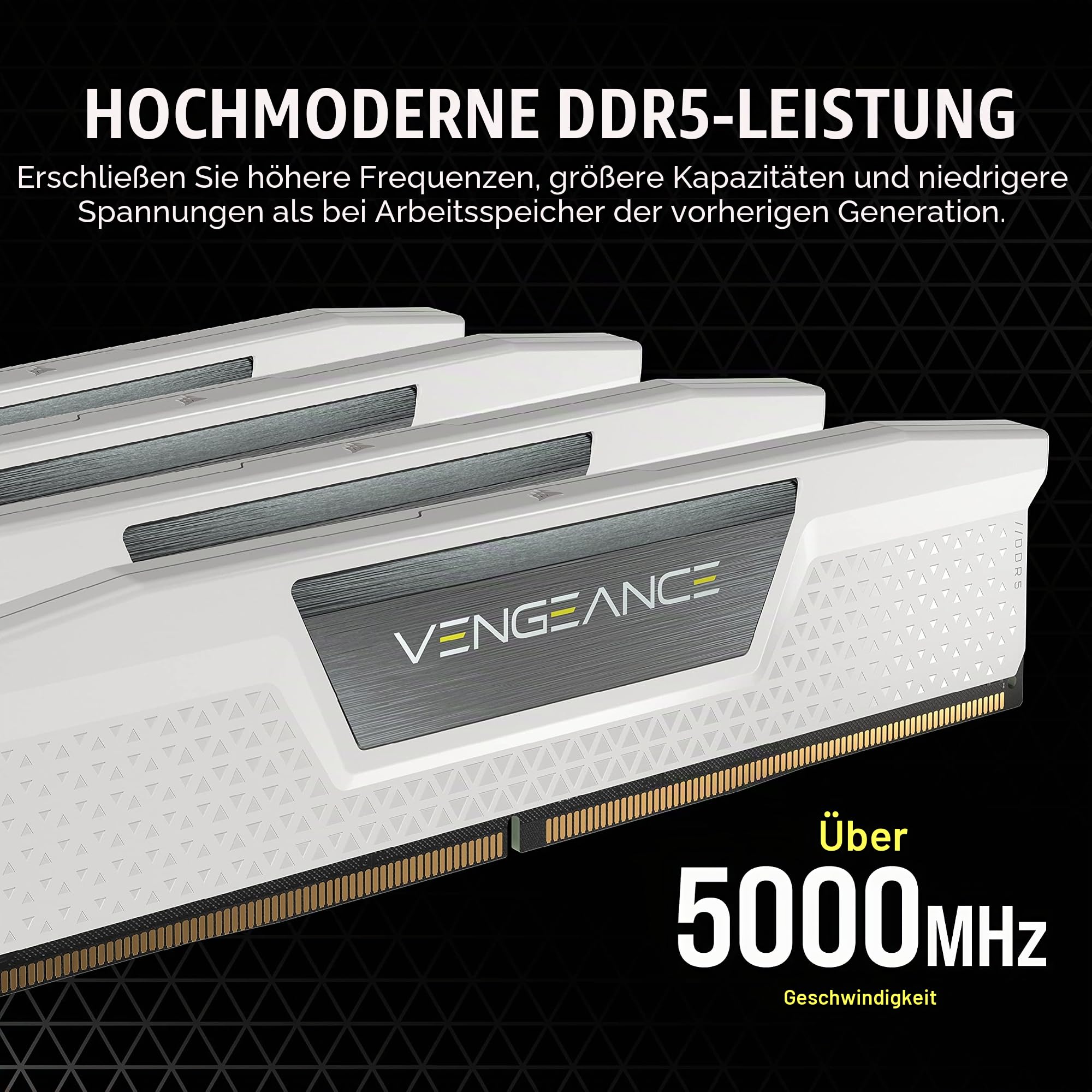 CORSAIR Vengeance DDR5 RAM 32GB (2x16GB) Bis zu 6000MHz CL36 Intel XMP 3.0 Desktop-Arbeitsspeicher – Weiß (CMK32GX5M2E6000C36W)