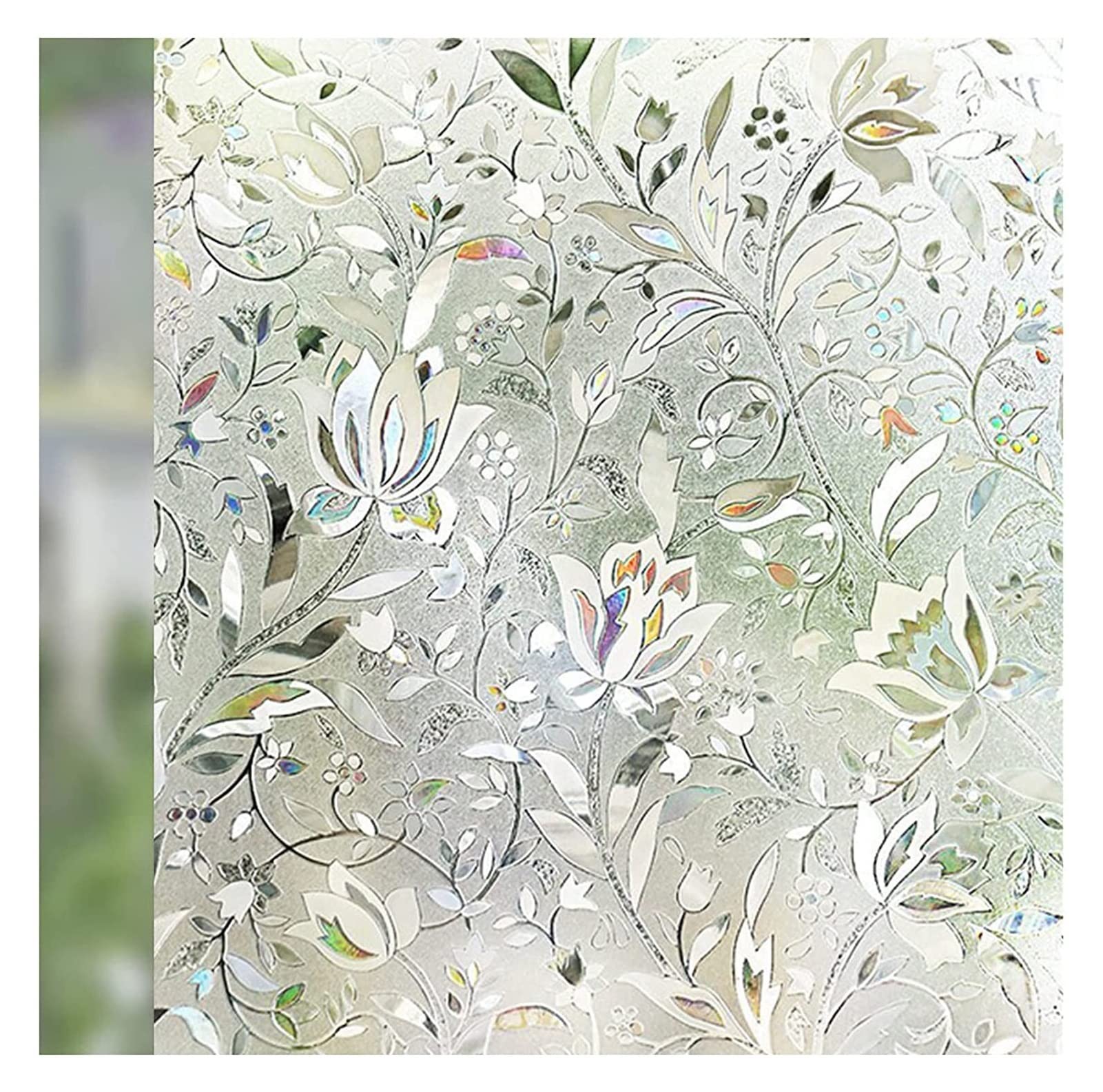 Stained Glass Window Film Waterproof PVC Frosted Glass Window Film Sticker Bedroom Bathroom(90x200cm)