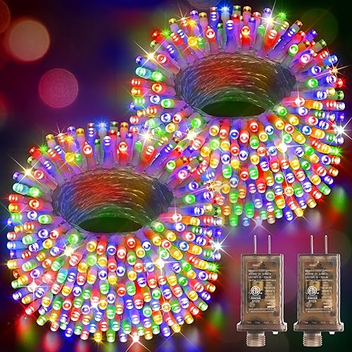 Miniatura 17 de Hezbjiti - Guirnalda de luces de Navidad de 1000 LED de 403 pies para exteriores, 8 modos de iluminación, luces de hadas impermeables IP44 con