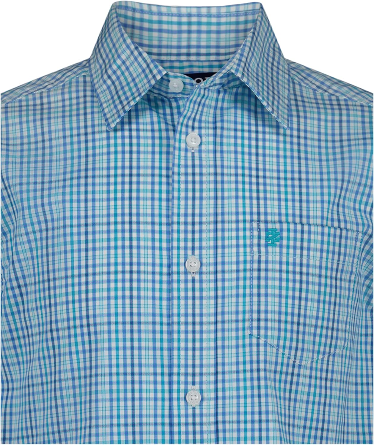 Izod Boys' Short Sleeve Button-Down Plaid Dress Shirt
