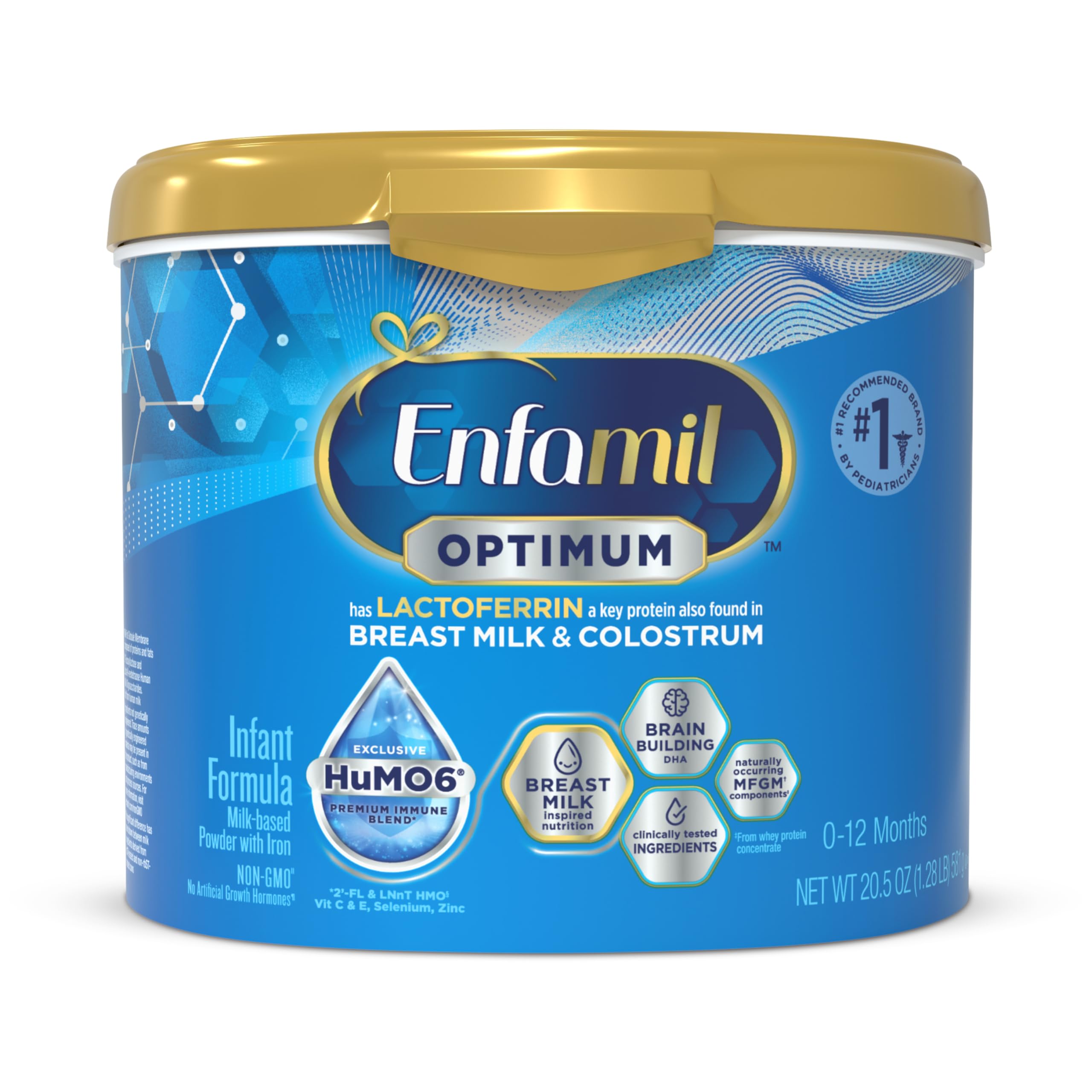 EnfamilOptimum (Enspire), Our Closest Formula to Breast Milk, Immune-Supporting Lactoferrin and Brain-Supporting DHA Baby Formula, Powder 20.5 Oz Tub