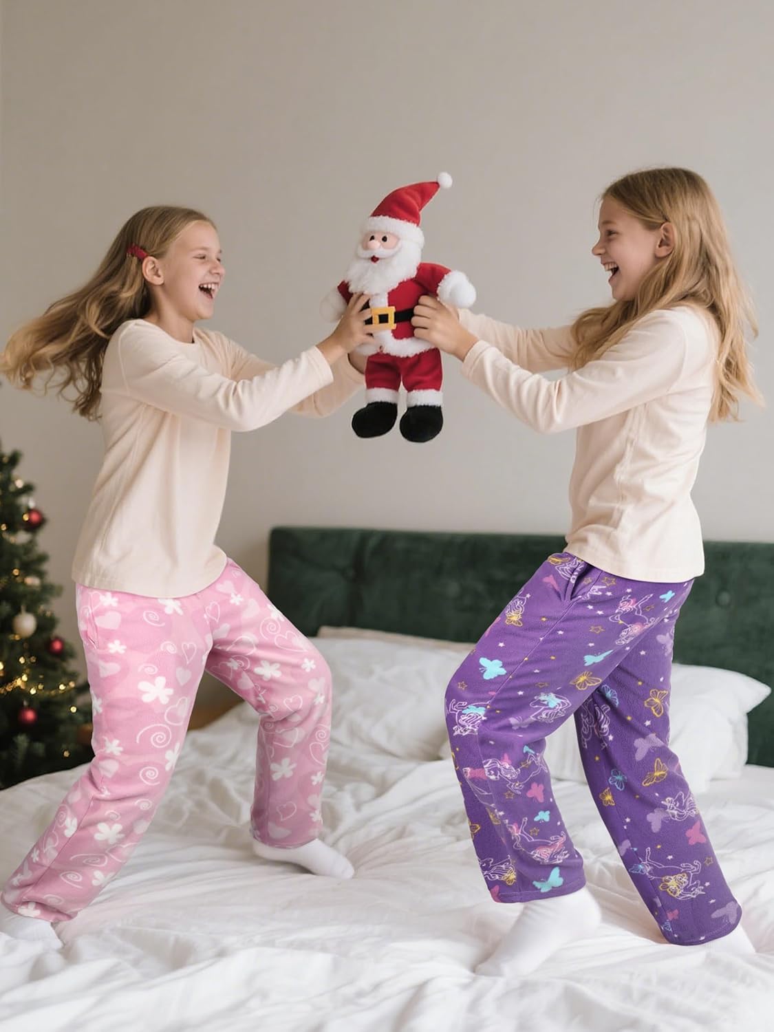 IHU 3 Pack Girls Pajama Pants Micro Fleece Soft PJ Bottoms for Kids Cute Print Lounge Sleep Clothes with Pockets - Image 5