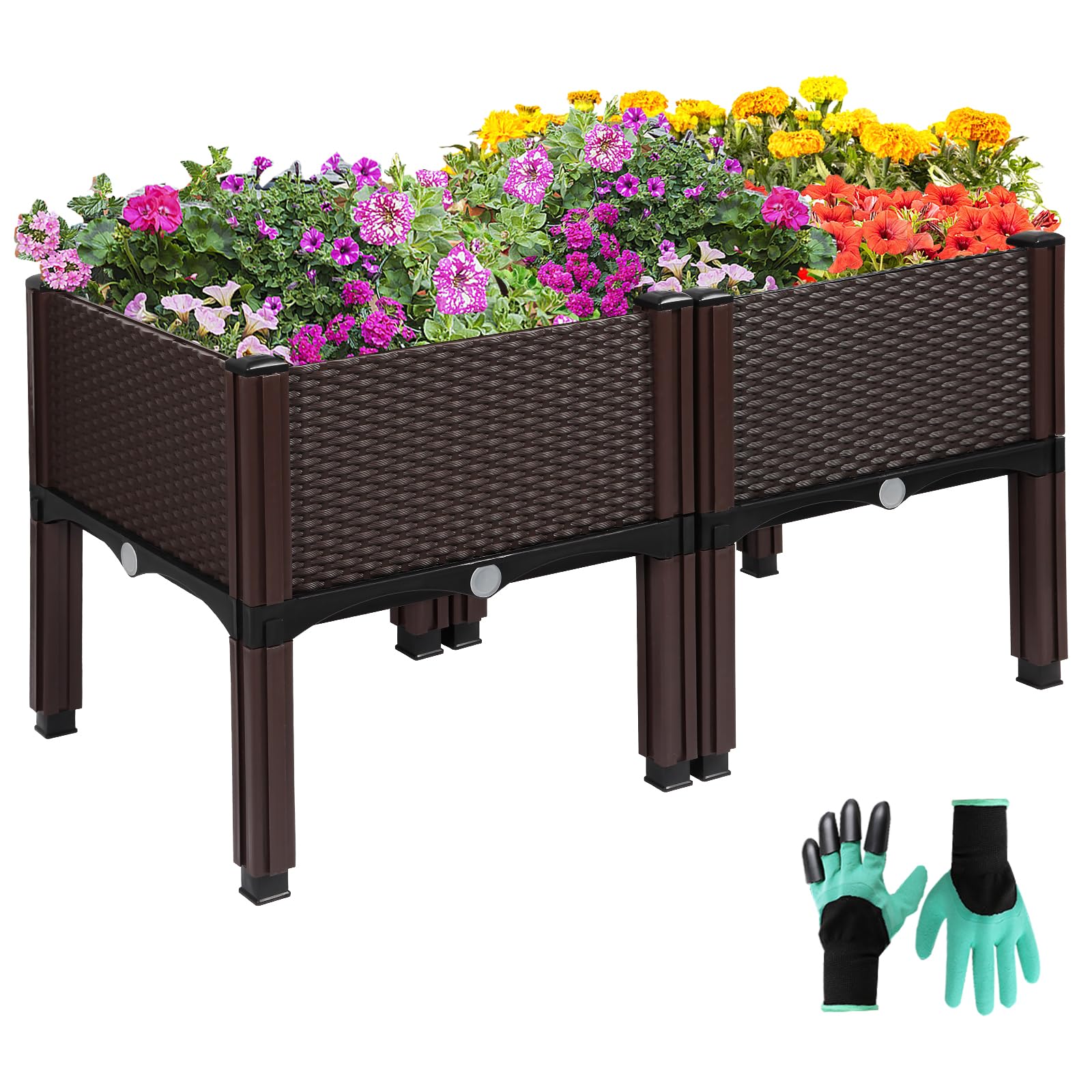 Emalie Rattan Pattern Raised Garden Bed