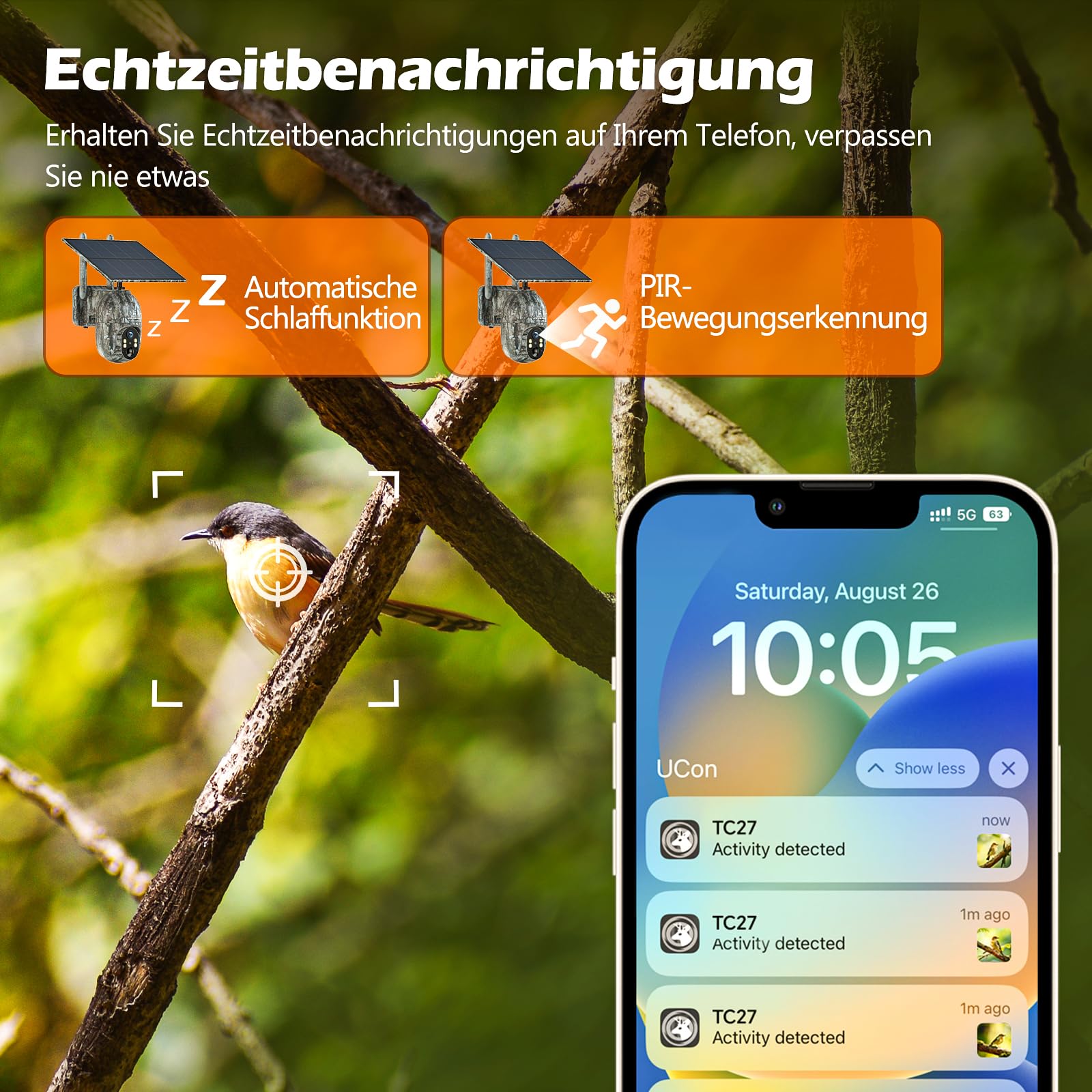 VOOPEAK 4G LTE Wildkamera mit SIM Karte, 1080P Live Wildkamera mit Handyübertragung App, Wildtierkamera mit Nachtsicht Bewegungsmelder mit 32G Speicherkarte für Outdoor Jagd & Naturbeobachtung