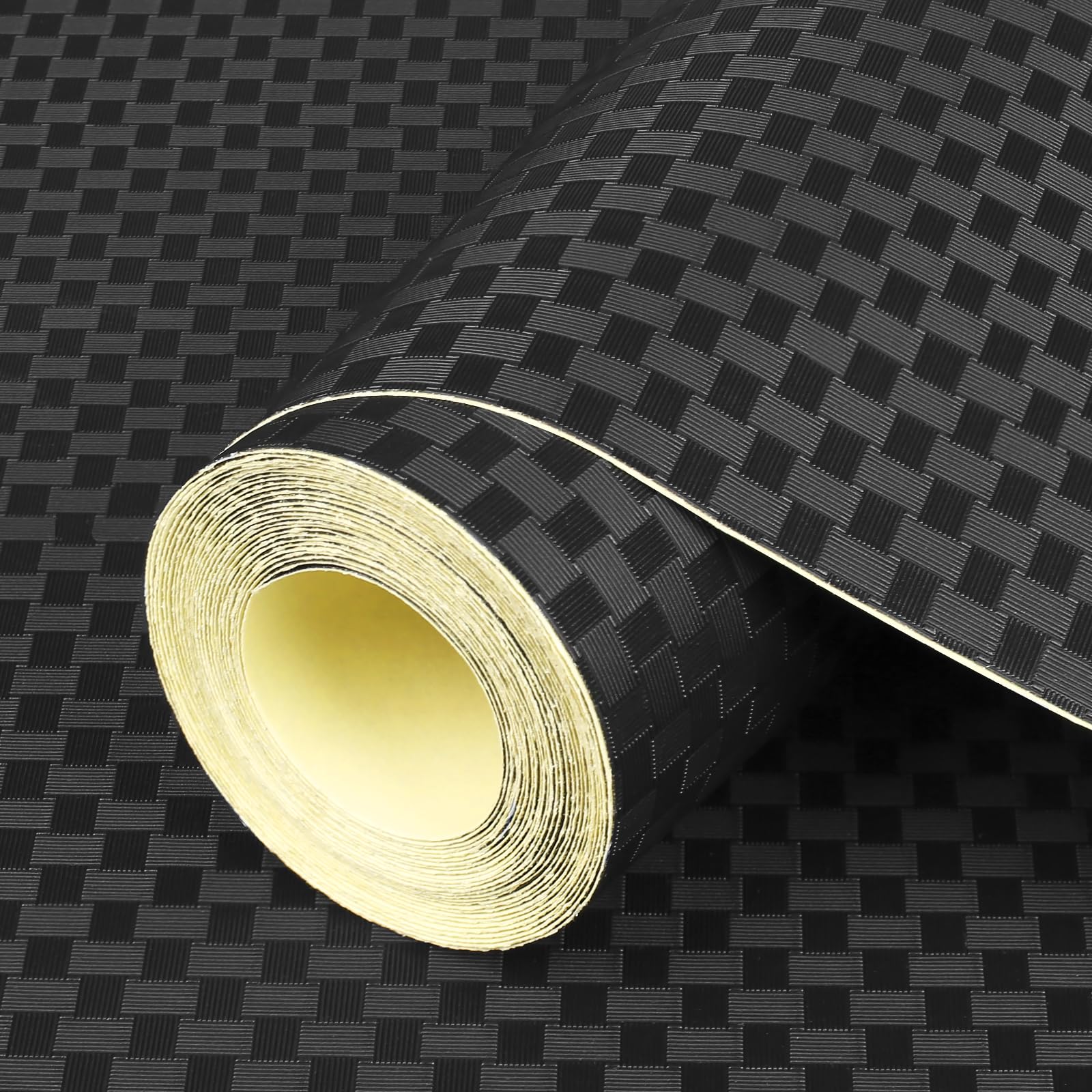 Self-Adhesive Shelf Liner Kitchen Liner, Waterproof Backed Paper Easy Peel and Stick Contact Liner Without Residue for Decor Your Desk Surface, Kitchen Countertops - Black, 17.5 x 393.7 inches