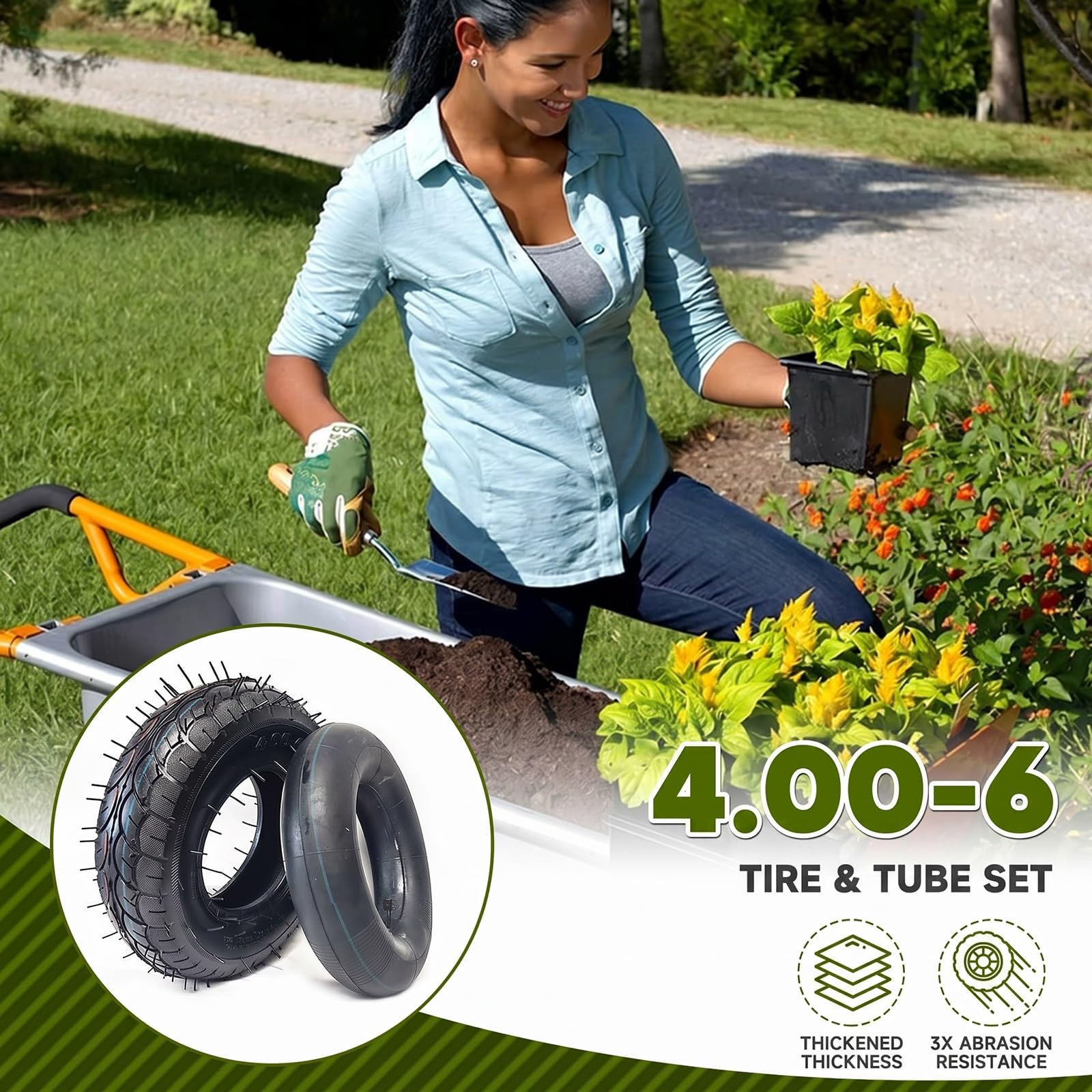 4.00-6 Pneumatici per Carrelli e Camere d'Aria | 400 6 Tubi Interni Ruota Carrello