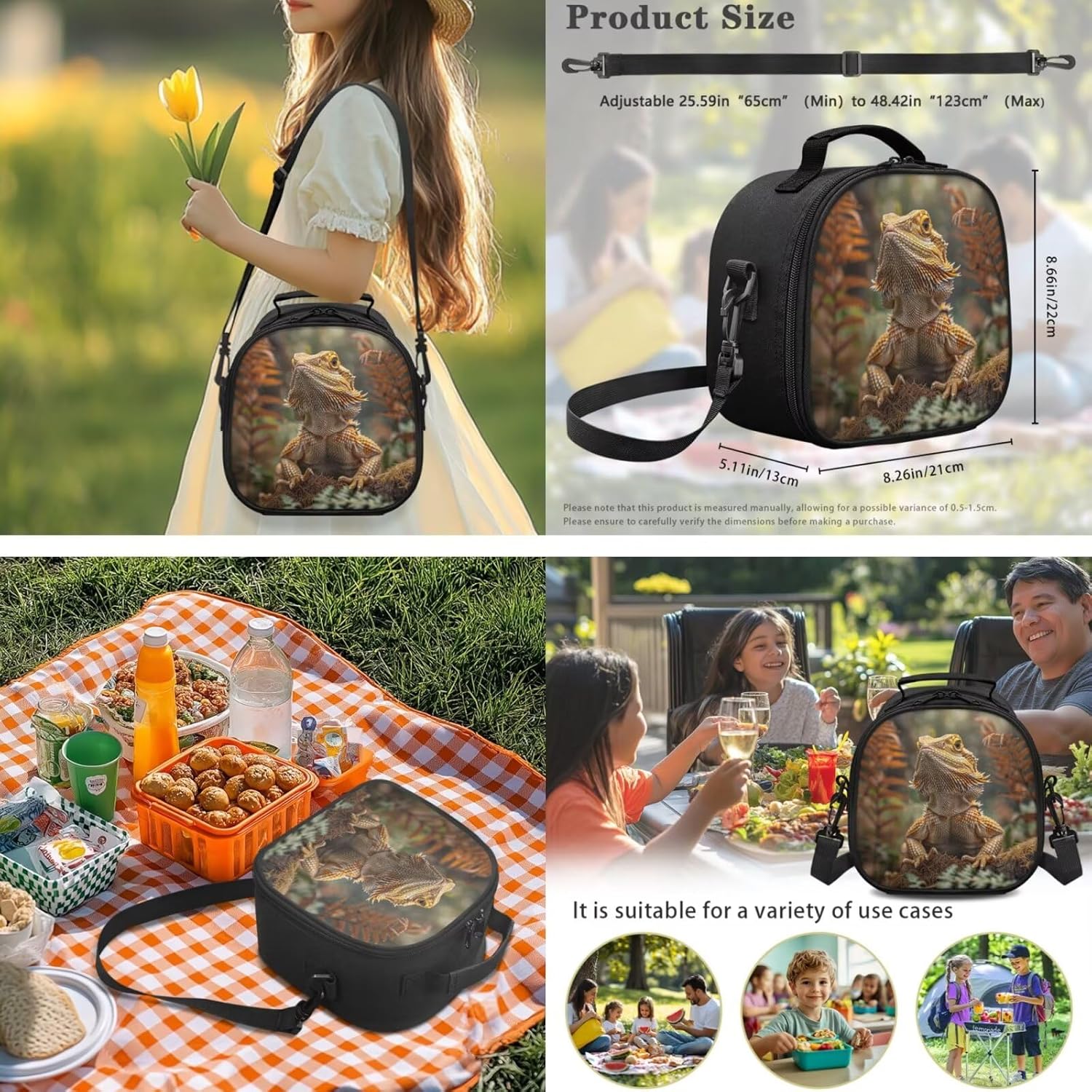 Dragon Lizard Backpack for Kids Boys Backpack with Lunch Box Water Bottle Sling Bag and Big Pencil Case 4Pcs Set 17" Bookbag with Compartments Large Capacity School Bag for Elementary Boys