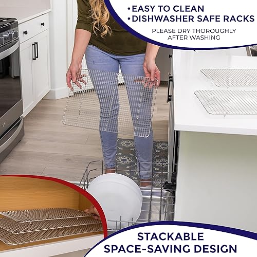 Miniatura 3 de KITCHENATICS - Juego de rejillas y bandejas de enfriamiento, 304 acero inoxidable
