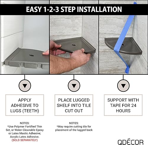 Miniatura 7 de Questech Décor - Jabonera de ducha, tapada para una nueva construcción, estante de ducha esquinero para paredes de ducha con azulejos, organizador
