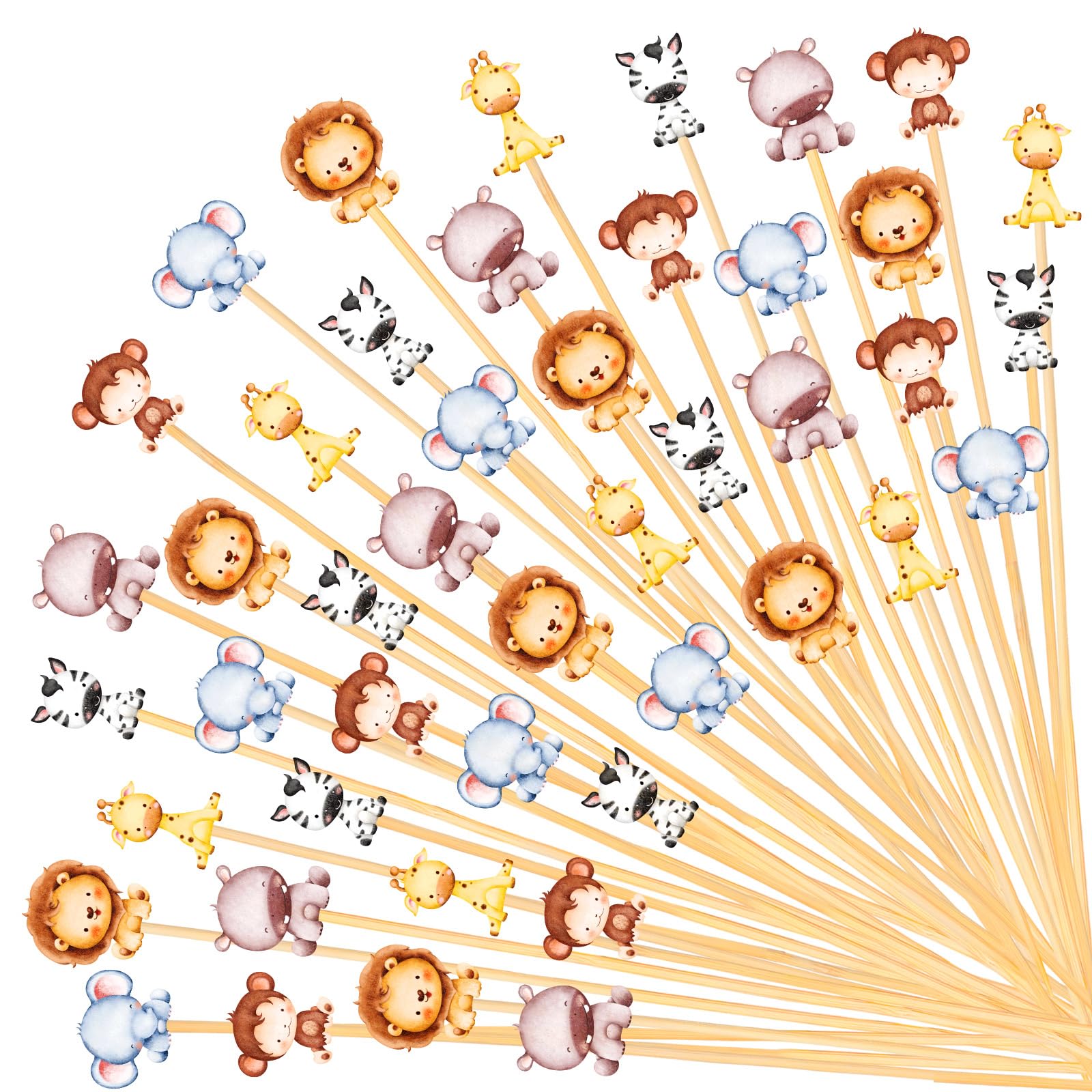 Cure-dents animaux de la jungle pour buffet de baby shower
