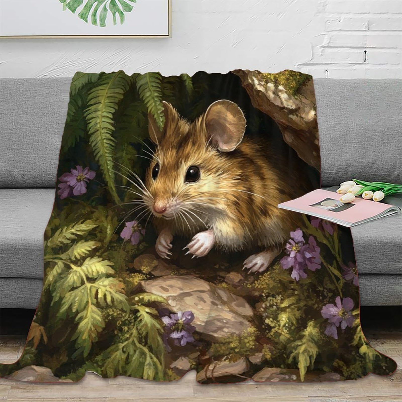 Couverture forest mouse moelleuse pour cocooning au salon en hiver