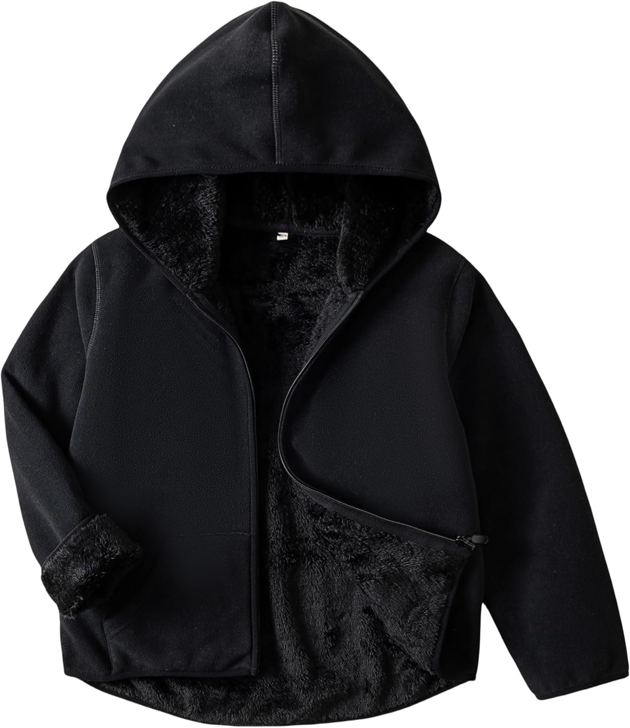 Kids Boys Girls Polar Fleece Jacket with Hood Toddler Outerwear Warm Autumn Winter Youth Coat 3-12Years