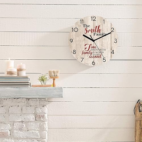 Miniatura 3 de Reloj de pared con nombre de familia de 11.6 pulgadas, reloj de pared personalizado, fácil de leer, relojes rústicos, funciona con pilas, reloj de