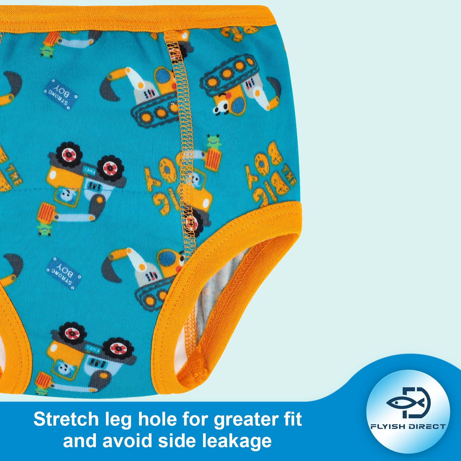 FLYISH DIRECT Pantalones de Entrenamiento para IR al baño para bebés para Entrenamiento para IR al baño, Pantalones de Entrenamiento para niños con Estructura de 6 Capas, Suaves y cómodos, Coche — view 5