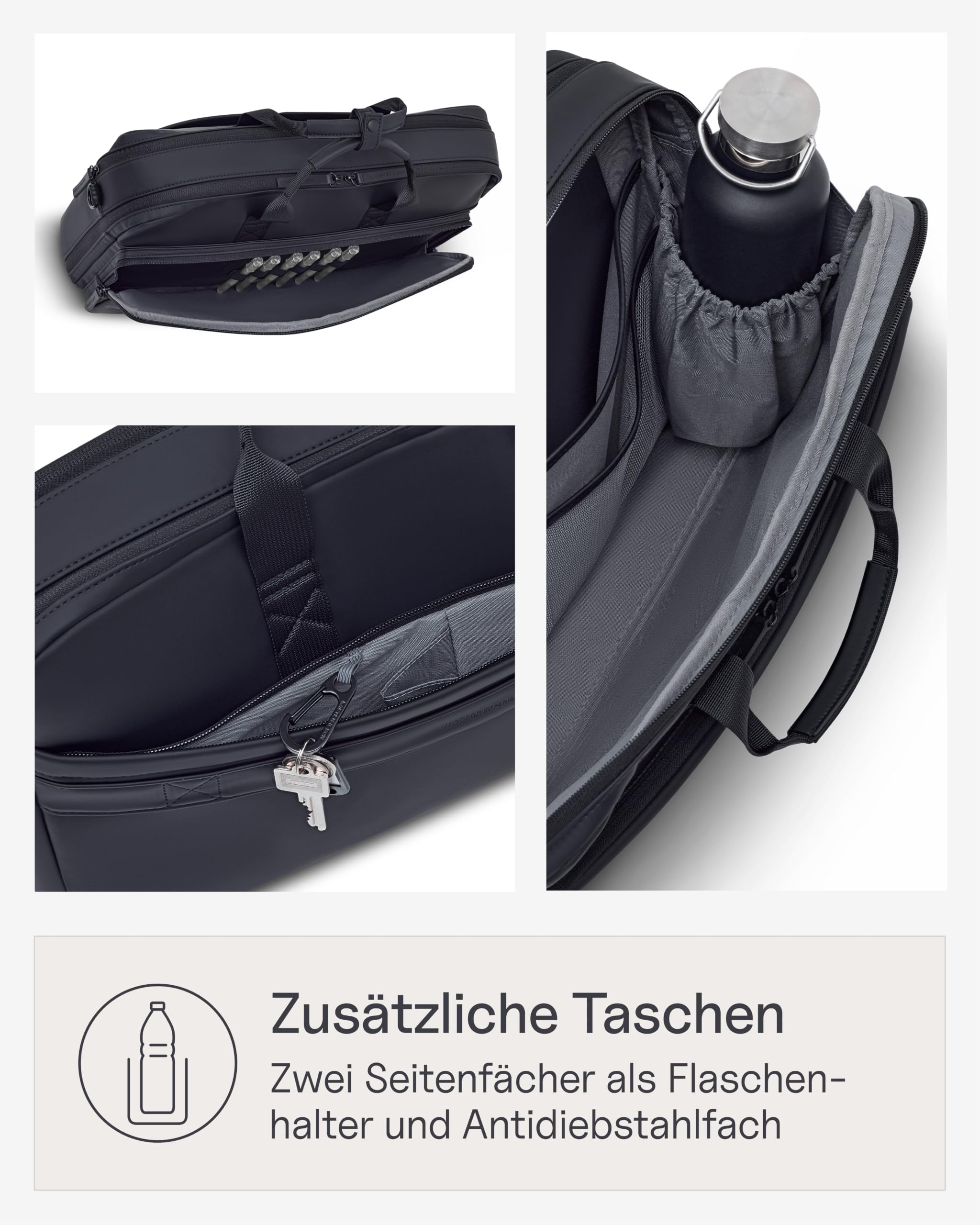 Kapten & Son Bodo Laptoptasche Schwarz 15 Zoll Laptop Aktentasche Herren